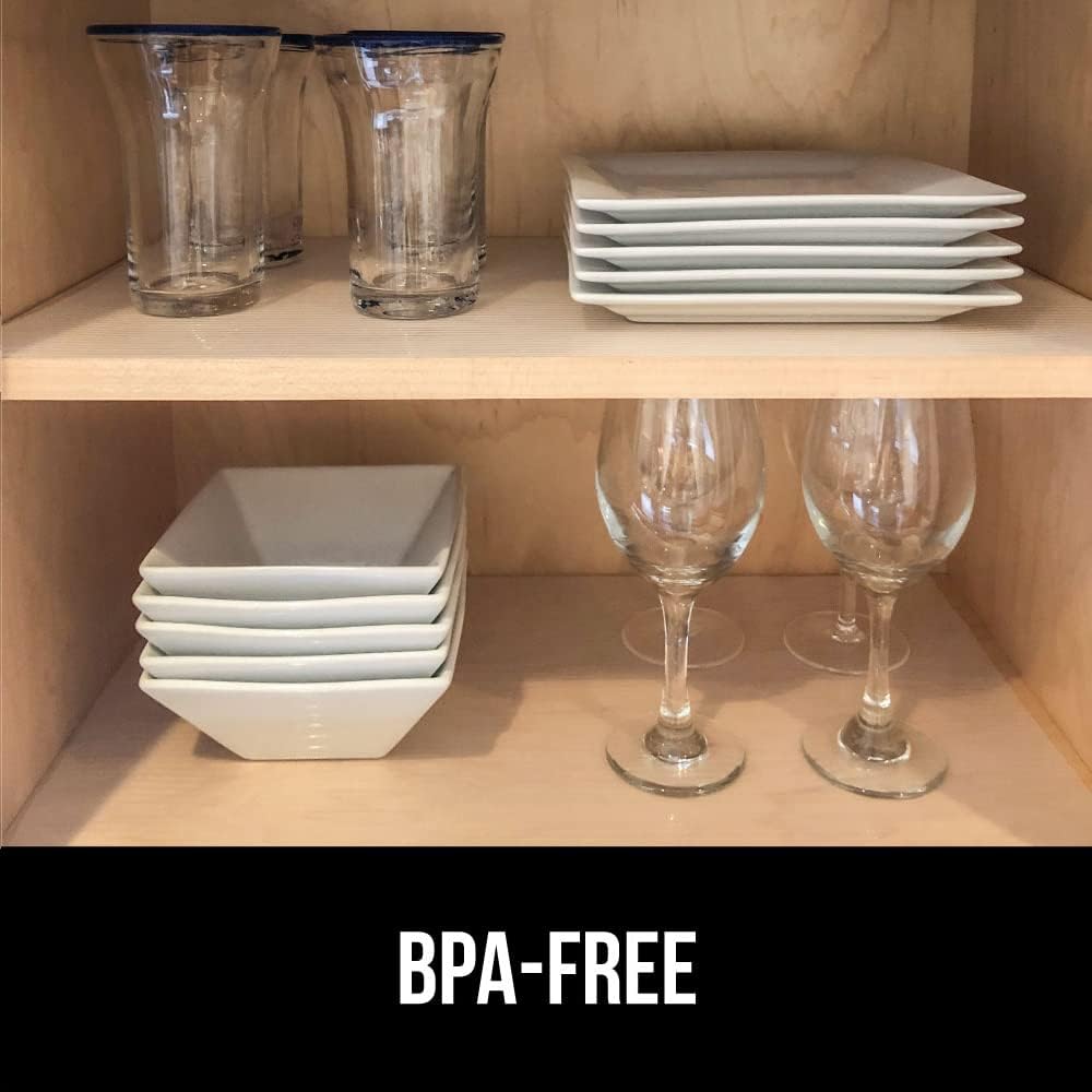 GORILLA GRIP DuraGuard Shelf Liner, Pack of 2 12x20, Non-Adhesive Cabinet Liners for Kitchen Drawers, Shelves, Refrigerator, Pantry Storage, Bathroom, Durable Waterproof BPA Free Ribbed Plastic, Clear