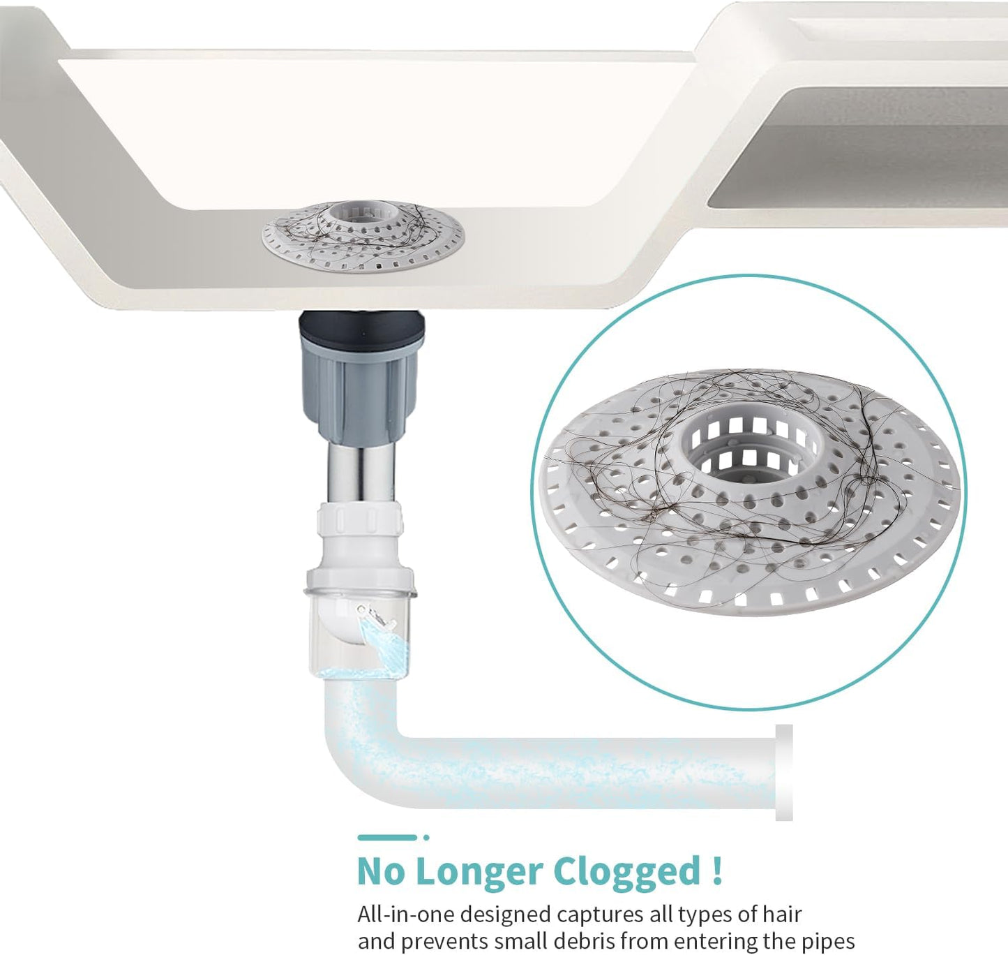 Bathtub Drain Hair Catcher,Silicone Tub Hair Catcher Drain Protector,All-in-one Shower Hair Drain Catcher Strainer for 1.48'' to 1.76'' Regular Drains, 3PCS(Patent Pending)