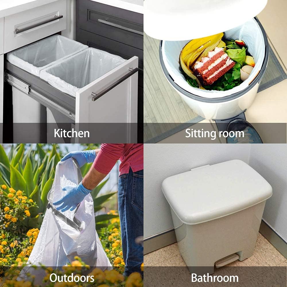 1.6 Gallon/220pcs Strong Drawstring Trash Bags Garbage Bags by Teivio, Bathroom Trash Can Bin Liners, Code b fit 6 Liter, Small Plastic Bags for home office kitchen