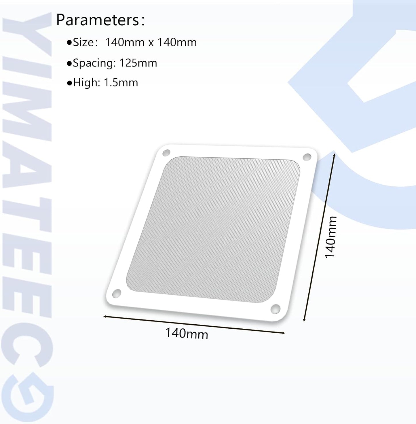 Dust Filter PC 140mm Computer Fan Filter Grills for Computer Cooler Fan/PSU/Routers 50 Mesh, Magnetic Frame PC Cooler Filter Dustproof Mesh (PVC, 140 * 140mm, 2pcs, White)