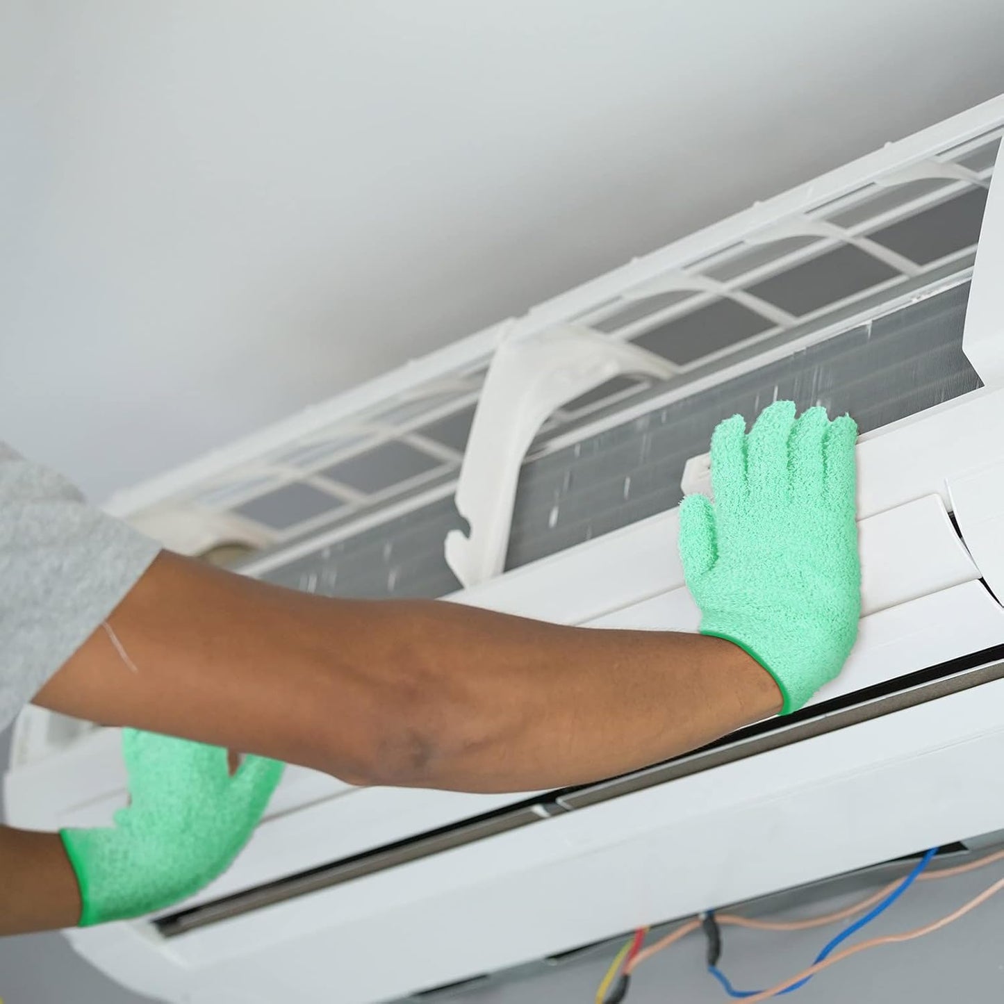 Patelai 3 Pairs Microfiber Plant Dusting Gloves Leaf Cleaning Gloves for Indoor Plants, Blinds, Furniture, House(Medium,Green Yellow, Water Blue, Pink)