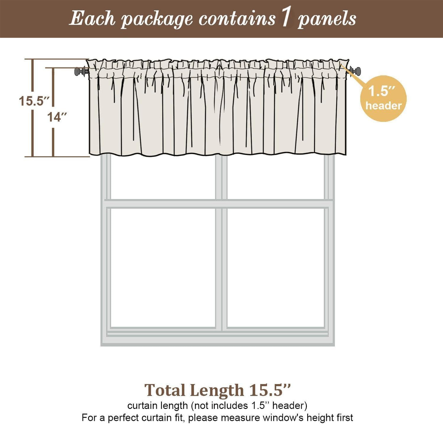 Chyhomenyc Sheer Taupe Valances for Windows 2 Pack, Small Window Curtains for Living Room Bathroom Laundry Basement, Modern Rod Pocket Voile Curtains, 42Wx14L inches