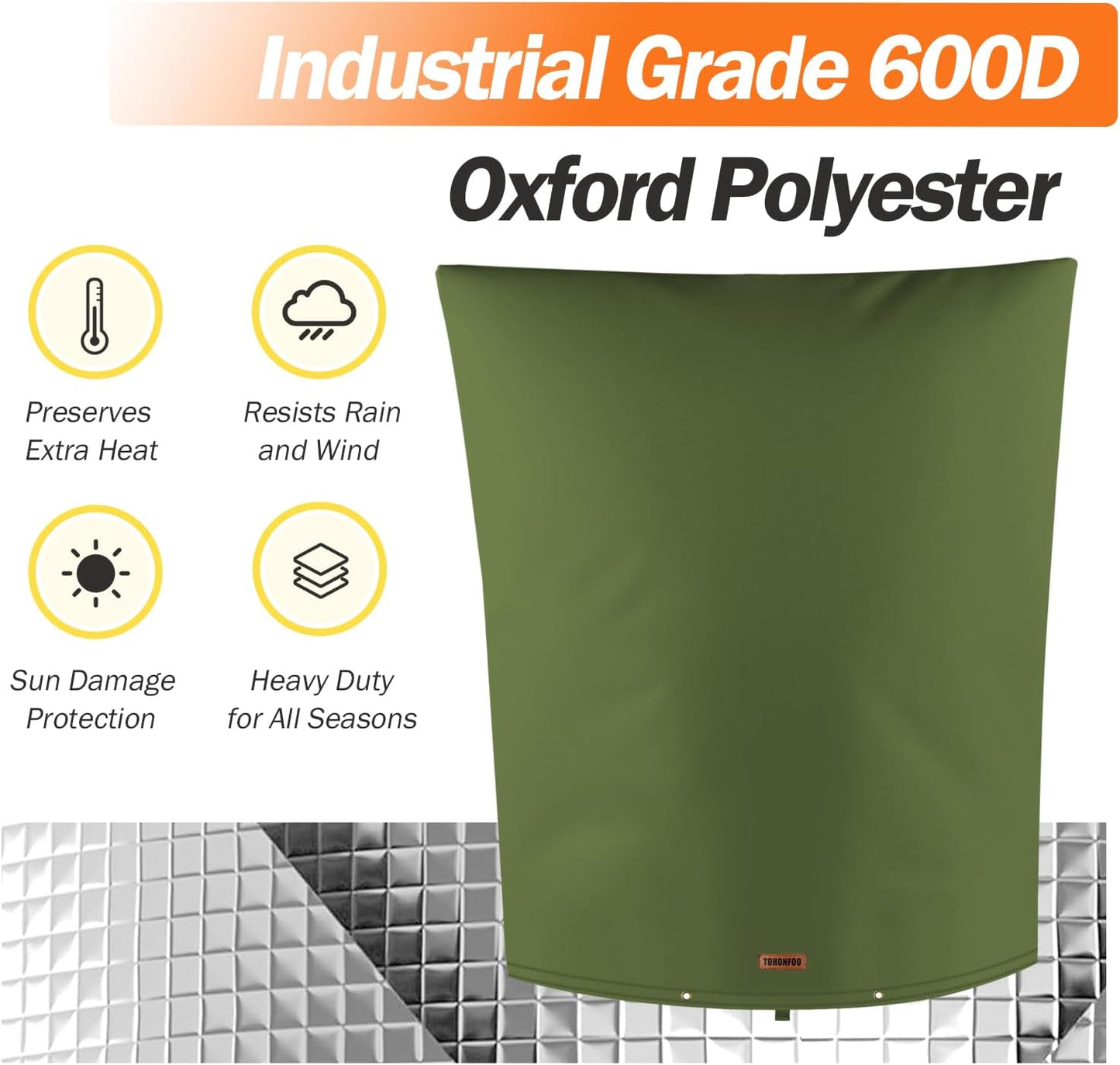 TOHONFOO Backflow Preventer Pipe Insulation Cover (5°F) - Irrigation Sprinkler Valve Insulated Pouch - Water Well Pump Cover - Sturdy 5 Layers for Winter Freeze Protection, 28" W x 36" H, Green