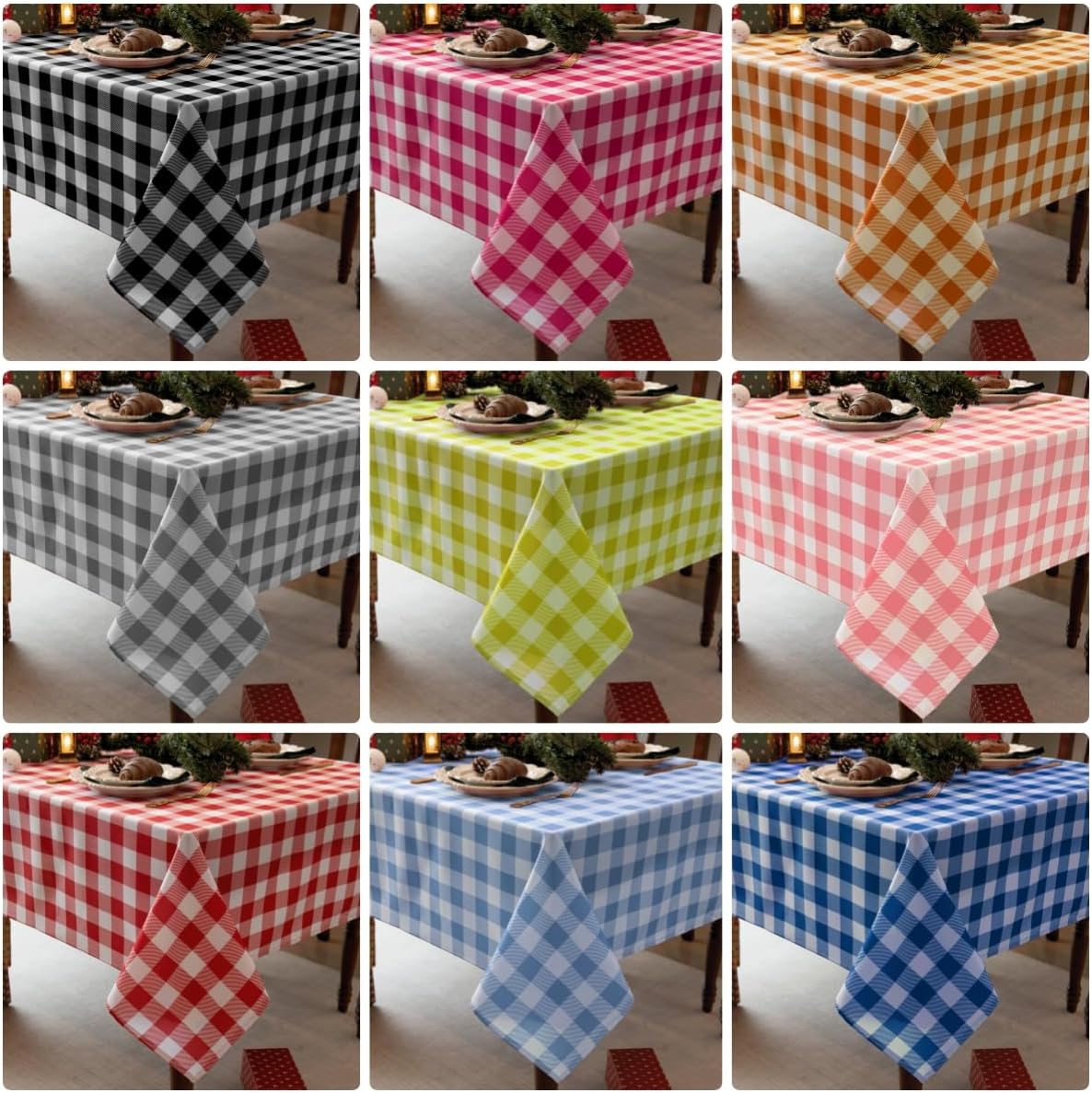 Classic Gingham Buffalo Tablecloth Fabric - Oblong 58x144 Inch Water Proof Checkered Table Cloth for Indoor Outdoor - Table Cover for Birthday, Picnics, BBQs, and Parties