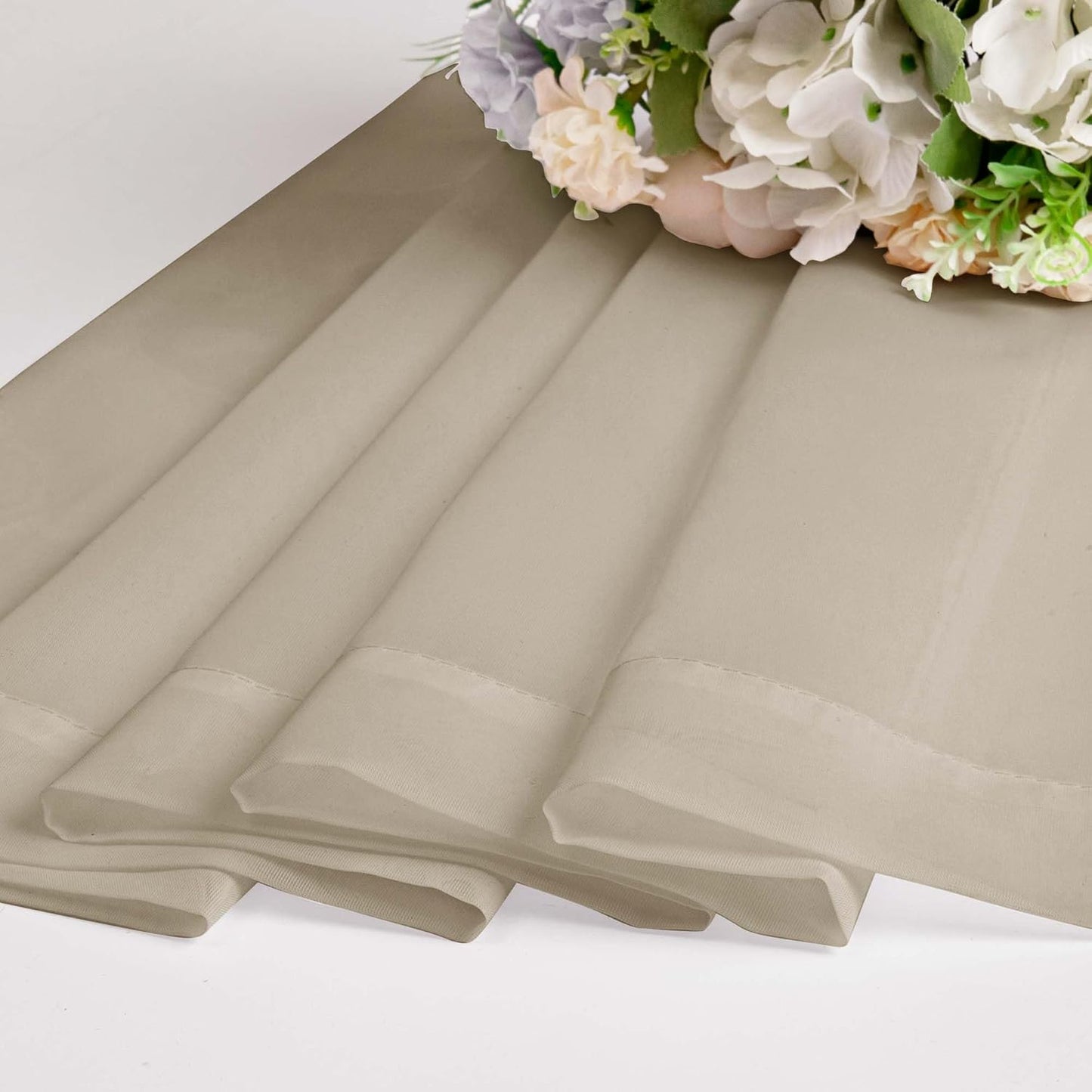 Chyhomenyc Taupe Sheer Curtains 63 Inch Length 2 Panels, Light Filtering Airy Rod Pocket Window Curtain Treatment Drapes for Bedroom Living, Each 42Wx63L Inches