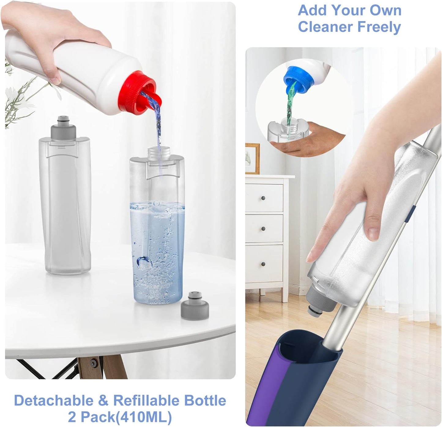 Spray Mops for Hardwood Floor Cleaning- MEXERRIS Microfiber Wet Jet Mops with 2 Bottles 4 Reusable Washable Pads Refills Fit for Swiffer PowerMop Dry Dust for Laminate Tile Wood Floors