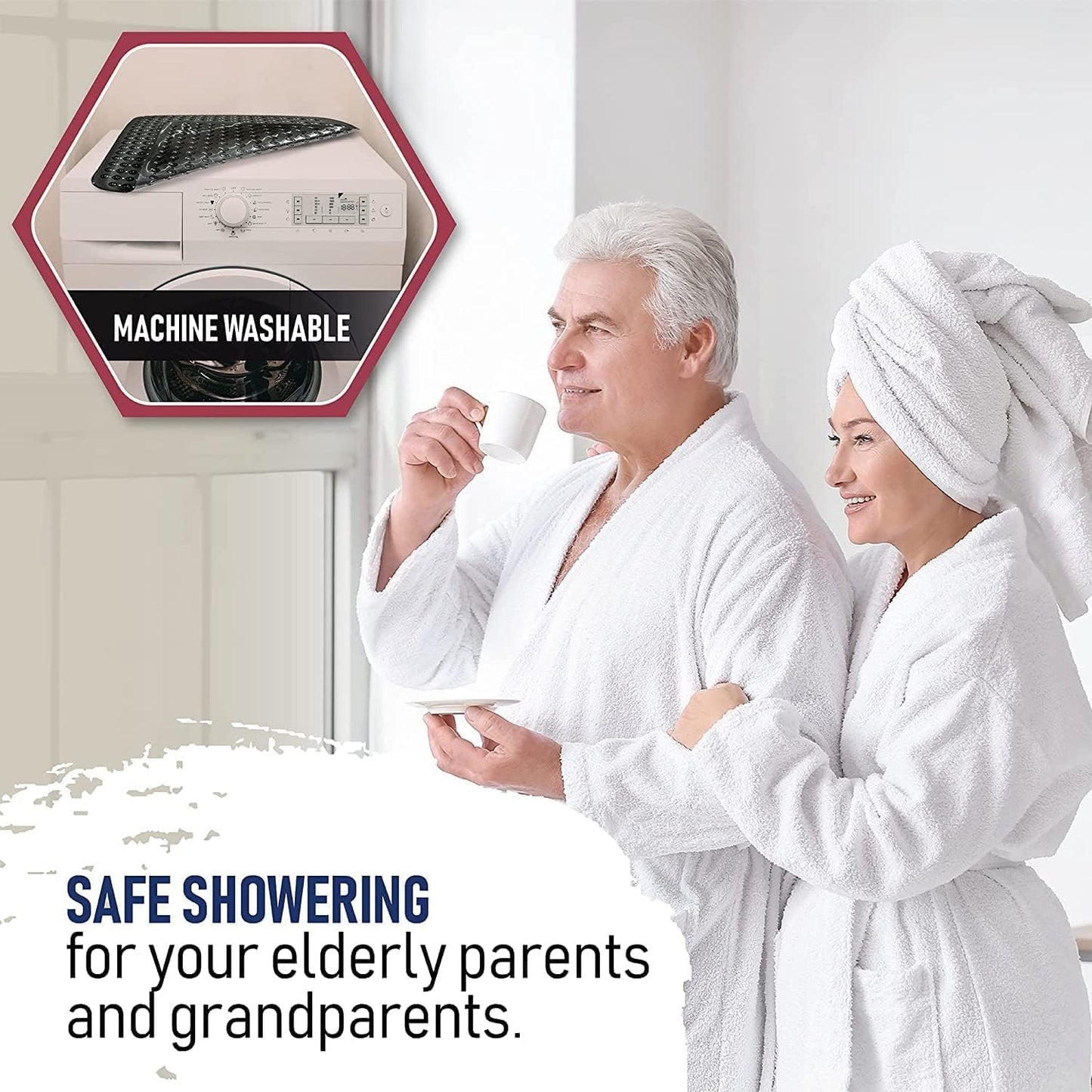 ENKOSI Extra Large Square Non Slip Shower Mat - 31 x 31-inch XL Bathroom Shower Mat - Square Shower Matts for Shower Stall Floors | Secure Suction Cups and Drain Holes (31x31 Mint Green)