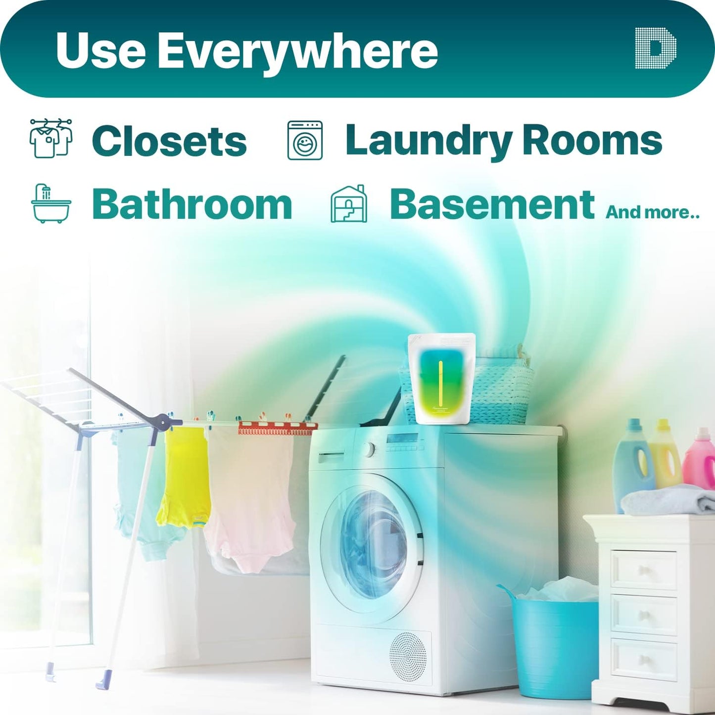 Dry & Dry 100 Packs Standing Moisture Absorbers to Control Excess Moisture for Basements, Closets, Bathrooms, Laundry Rooms - Moisture Absorbers, Moisture Absorbers