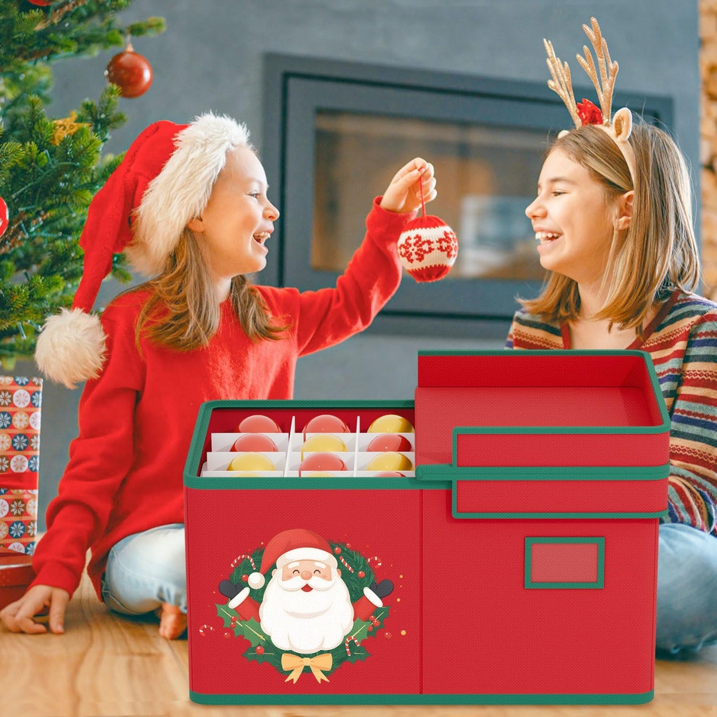 Christmas Ornaments Storage Boxes Christmas Ornament Organizer Storage Box with Adjustable Divider Fit 72 of 3 Inch Ornaments 600D Oxford Fabric Ornament Storage Box for Decoration Storage