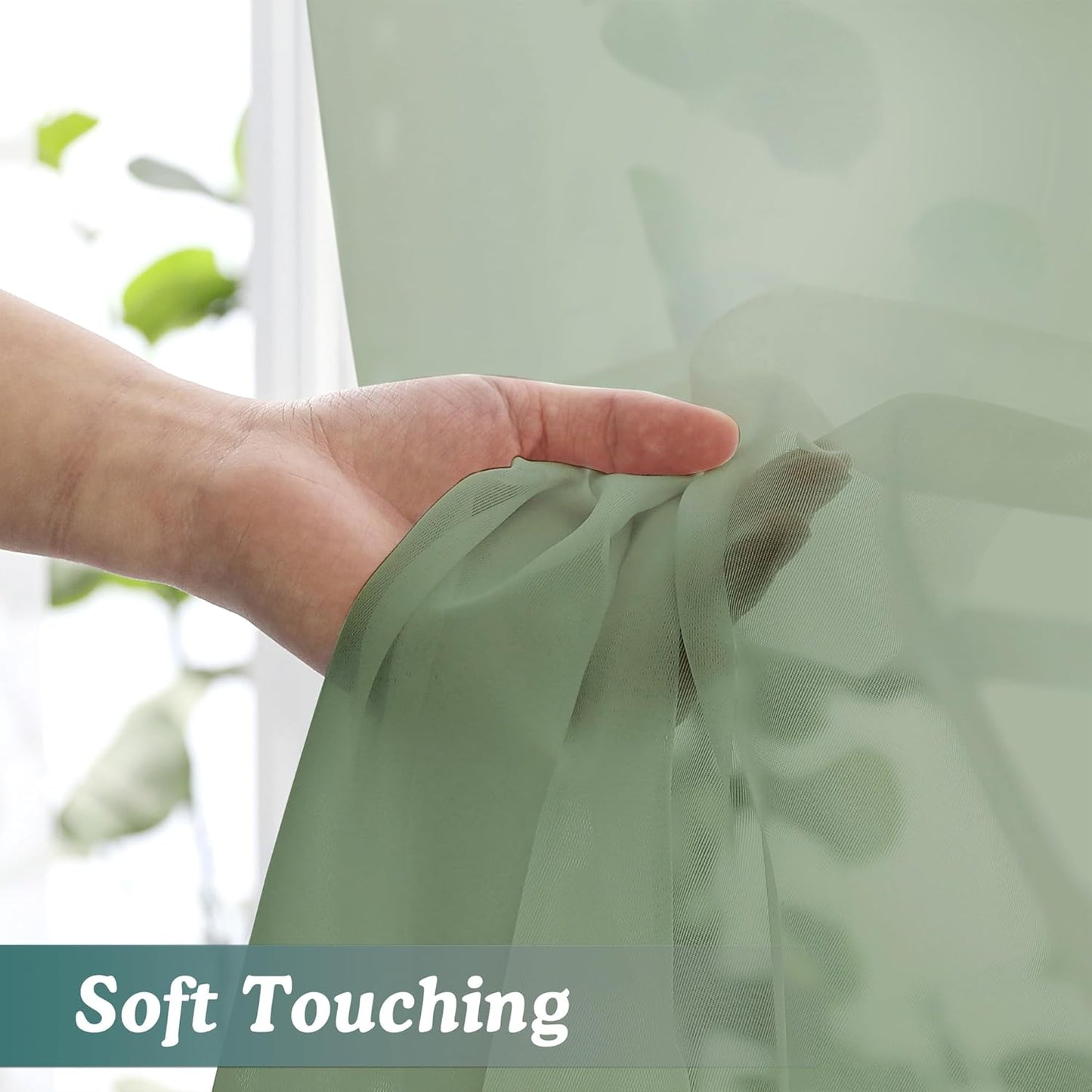 Chyhomenyc Extra Long Sage Green Sheer Curtains 120 Inches Long 2 Panels, Light Filtering Green Curtains for Living Room, Soft Gentle Voile Rod Pocket Bedroom Window Drapes, 59Wx120L Inch, 10FT, 2PCS