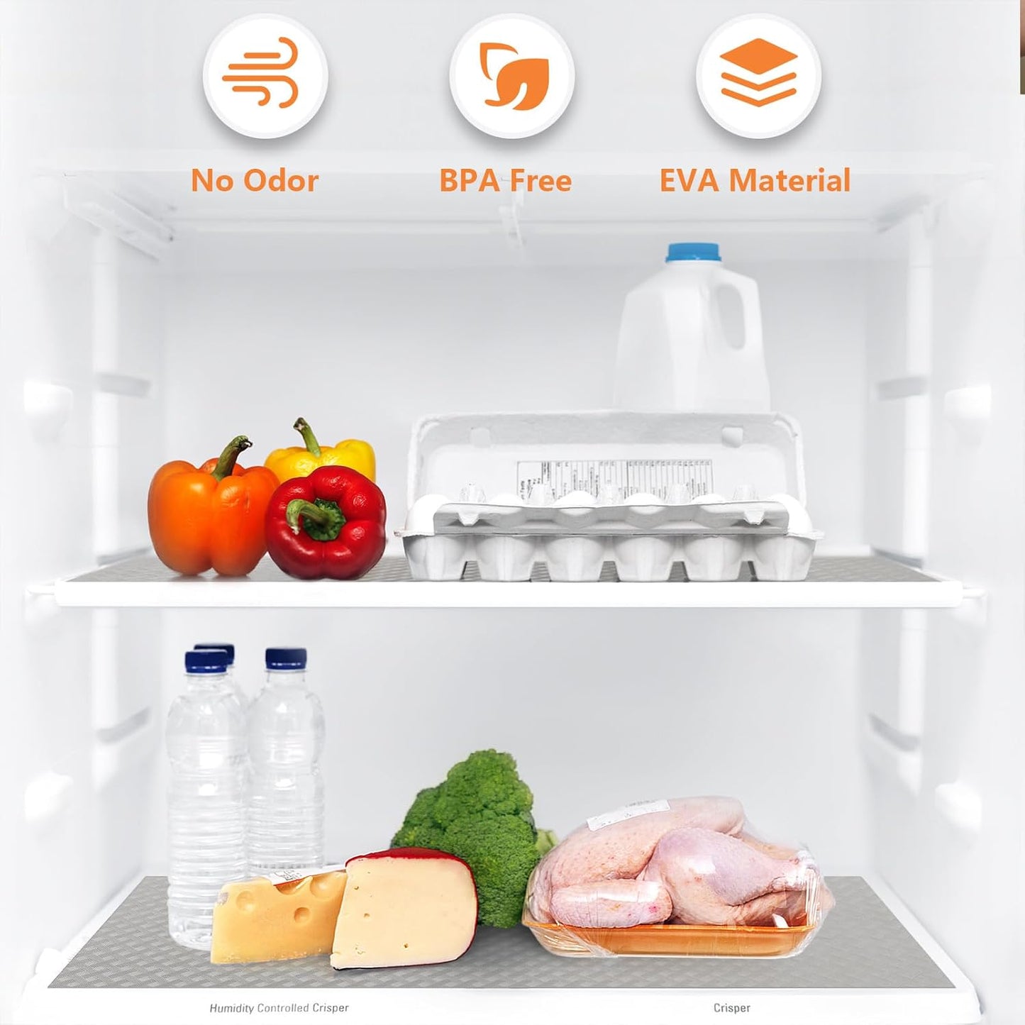 Light Gray Shelf Liners for Kitchen Cabinets Refrigerator Liners Waterproof & Oil-Proof Kitchen Cupboard Liner Drawer Mats EVA Material Non Adhesive Fridge Liner for Shelves 11.8 x 59 Inches