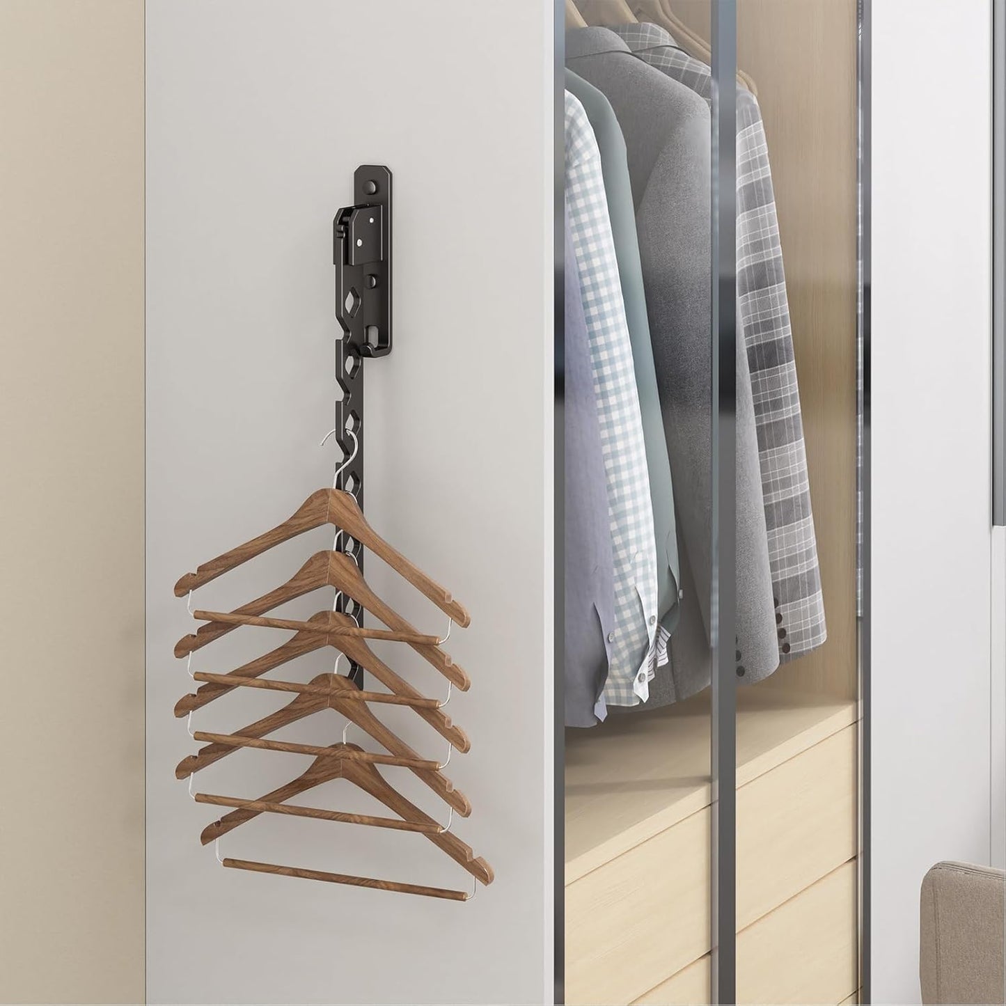 Wall Mounted Clothes Drying Rack, Wall Clothes Hanger Foldable, Laundry Hanger Hook for Bathroom, Wall Clothes Rack Indoor, Perfect for Small Spaces, Matte Black