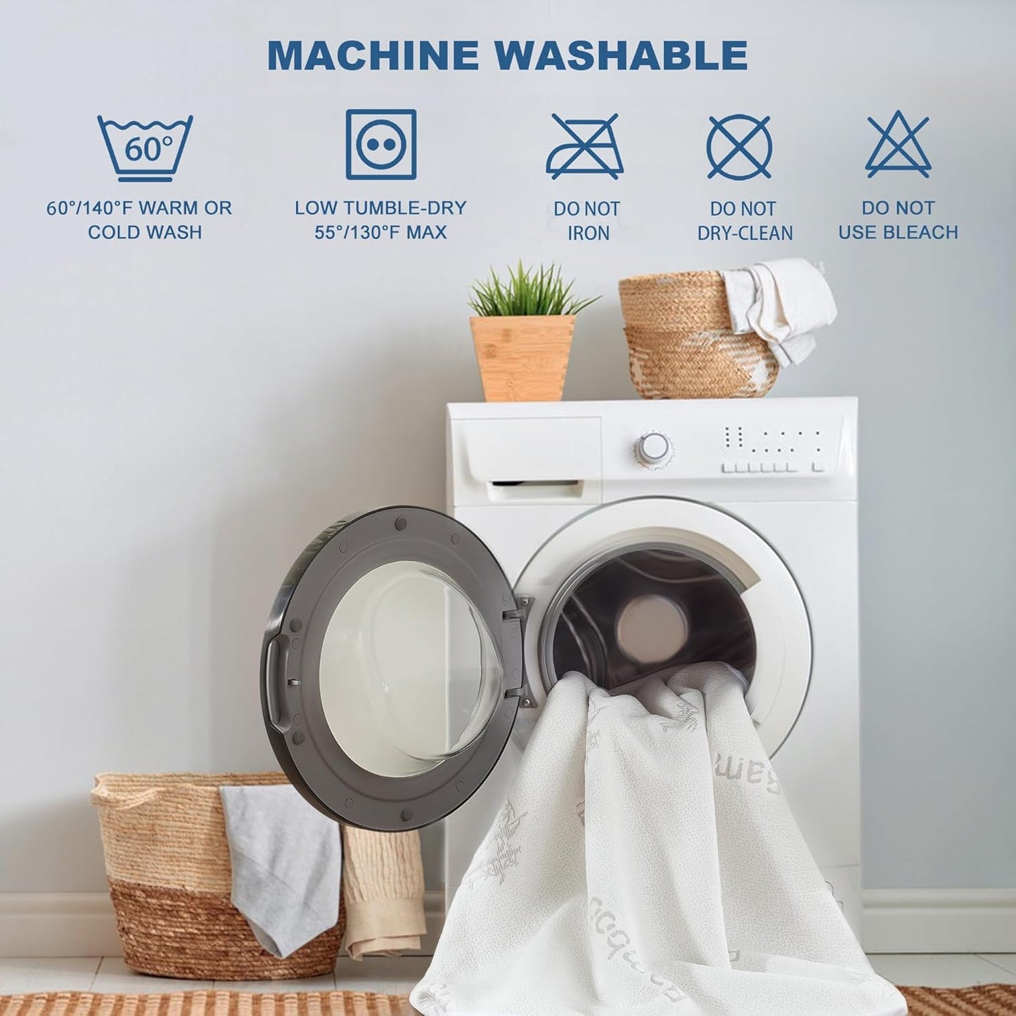 Waterproof Full Size Mattress Protector, Mattress Pad Fitted 6-15" Deep Pocket, 3D Air Fabric Soft Double Bed Mattress Cover Noiseless Washable for College Dorm