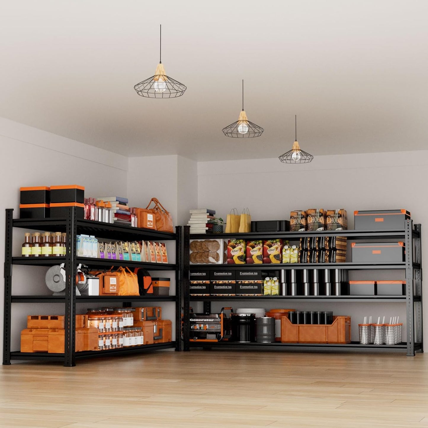 Storage Shelves Heavy Duty, 60"L x 24"W x 60"H Garage Wire Shelving Unit Loads 2640LBS, 4-tier Adjustable Metal Industrial Utility Shelf Rack for Kitchen, Laundry Room, Pantry, Warehouse, Basement