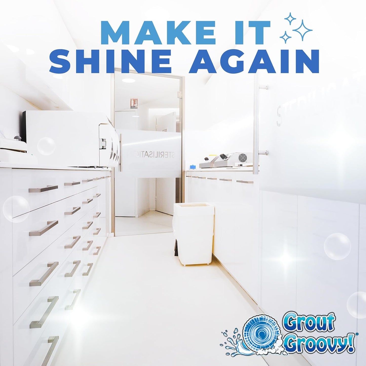 Grout Groovy! Electric Stand Up Lightweight Grout Cleaning Machine, Safely Cleans Grout Floor Tiles, Cleaning Brush Wheel, 20’ Cord, 120 V