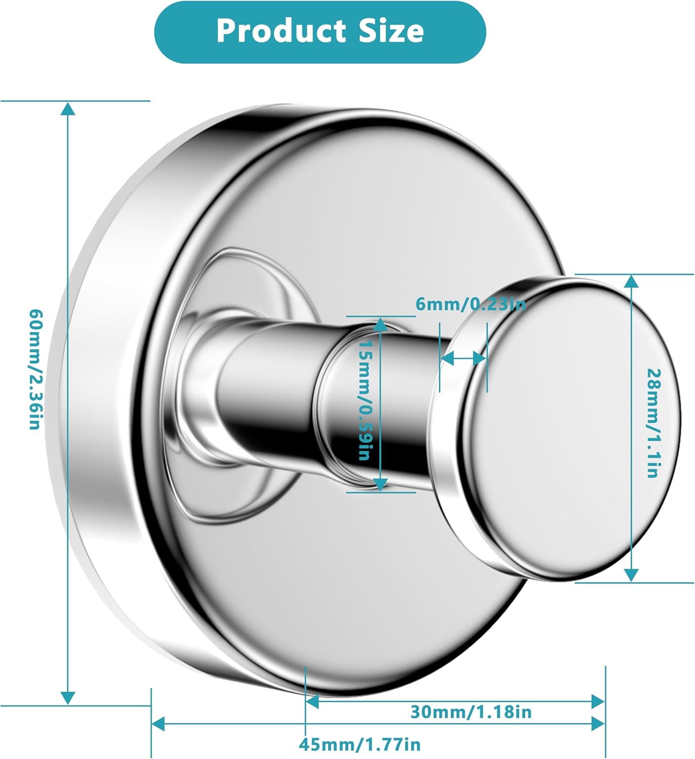 Suction Cup Hooks for Shower,Removable No Drill Towel Hooks,Upgraded 15 lbs Strong Suction hooks for Bathroom Tile,Shower Wall,Glass Door,Kitchen-Loofah,Coat,Stainless Waterproof-Chrome 2 Pcs