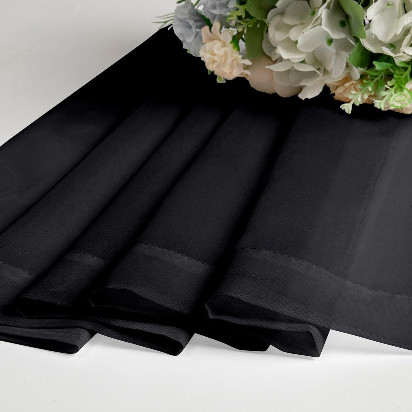 Chyhomenyc Black Sheer Curtains 84 Inch Length 2 Panels Set, Light Filtering Solid Elegant Rod Pocket Voile Window Drapes for Bedroom Living Room, Each 42Wx84L Inch, 2PCS, 7 Feet Long