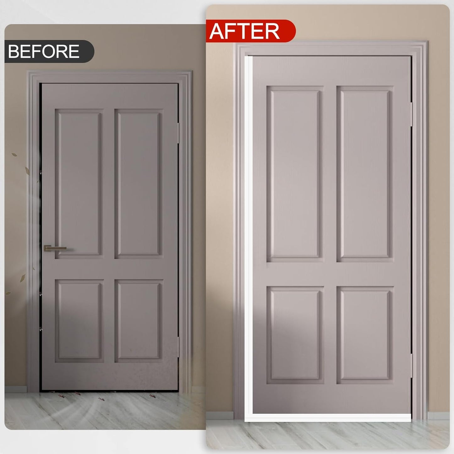 MYFAMIREA Door Weather Stripping 3IN (W) x 20FT (L) Door Draft Stopper Seal Tape Silicone Seal Strip Self Adhesive Shower Sweep Insulation Tape Side Bottom Strip for Sliding Glass Window Gap, White