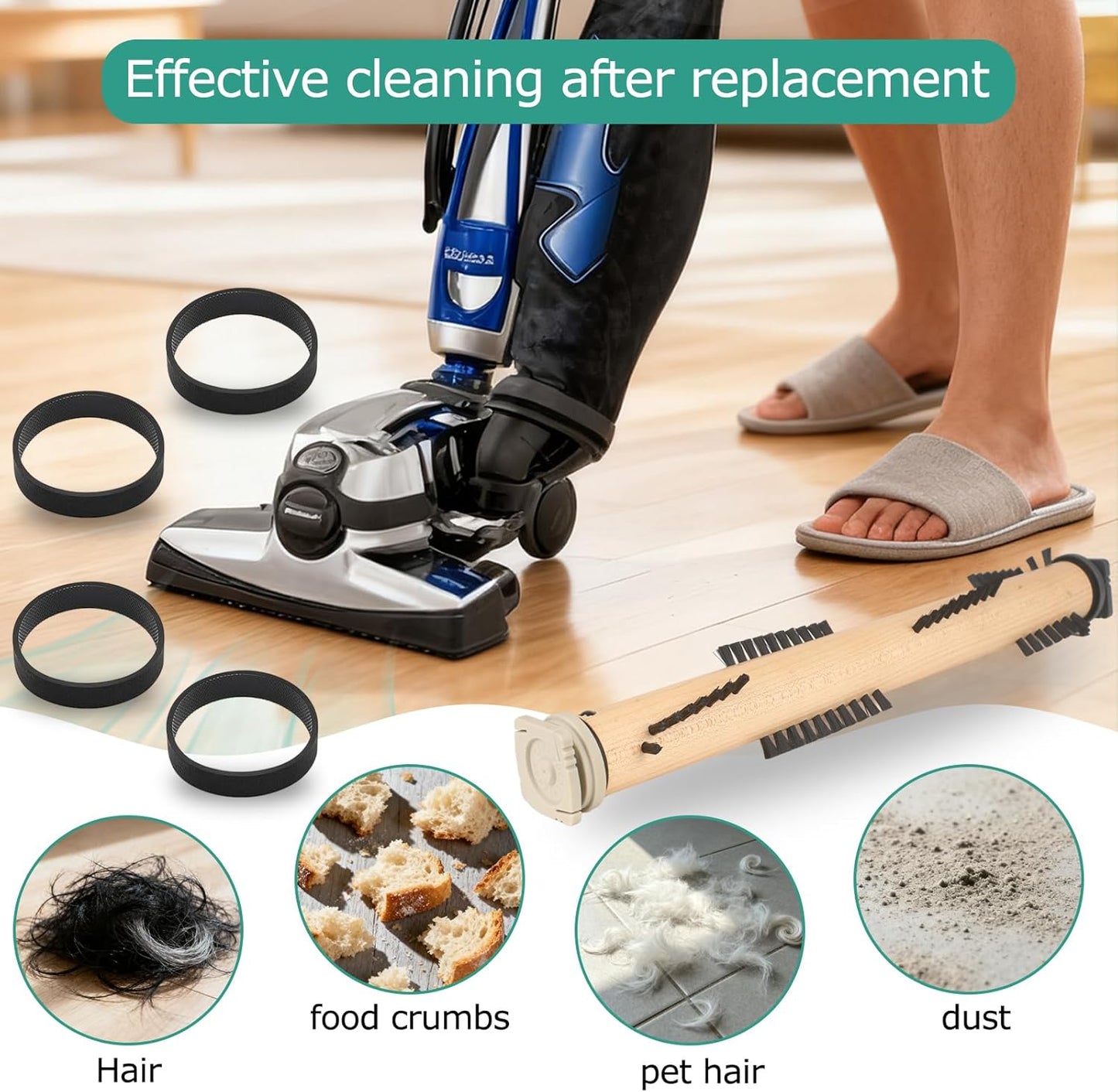 KEEPOW Replacement Part Compatible with Kirby Vacuum Brush Roll with 4 Pcs Belt, Compatible with Generation Models G3-G10, Sentria, Avalir Series