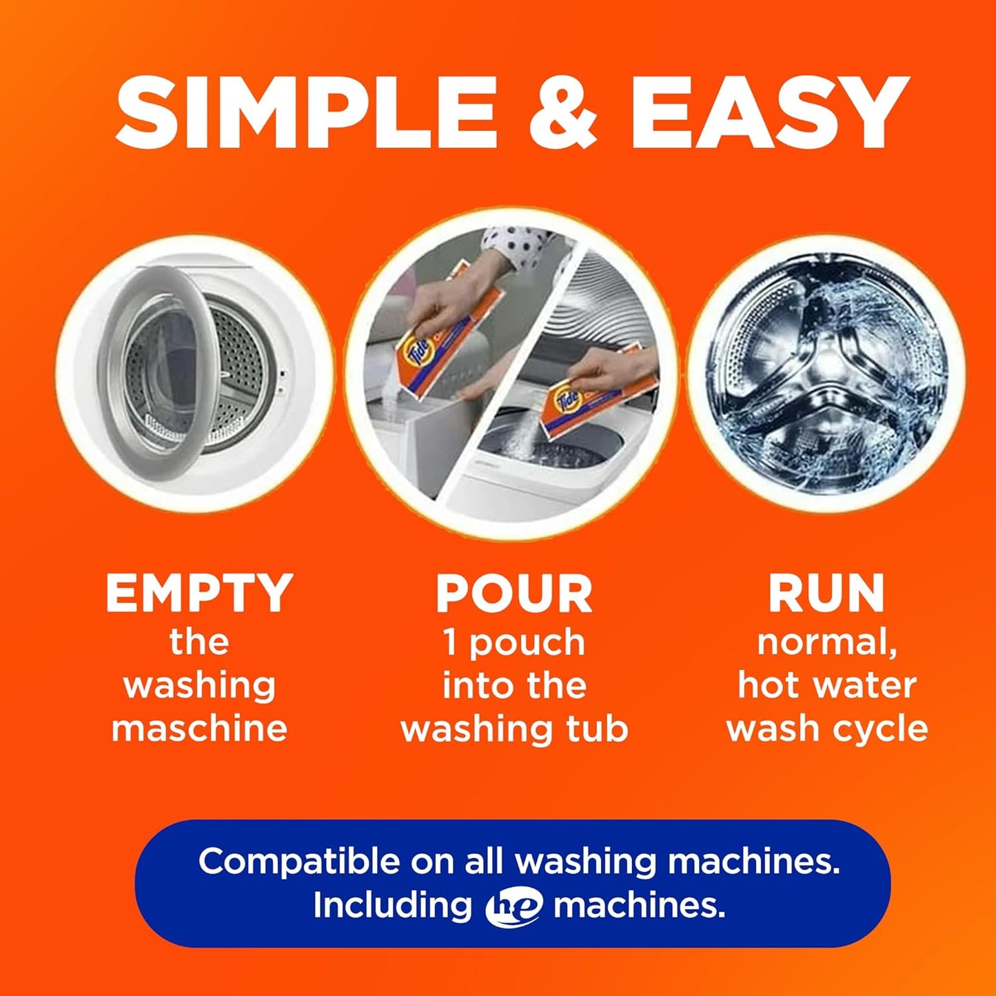Tide Washing Machine Cleaner, Washer Machine Cleaner with Oxi for Front and Top Loader Washer Machines, Deep Cleaning Residue & Odor Eliminator, 7 Month Supply