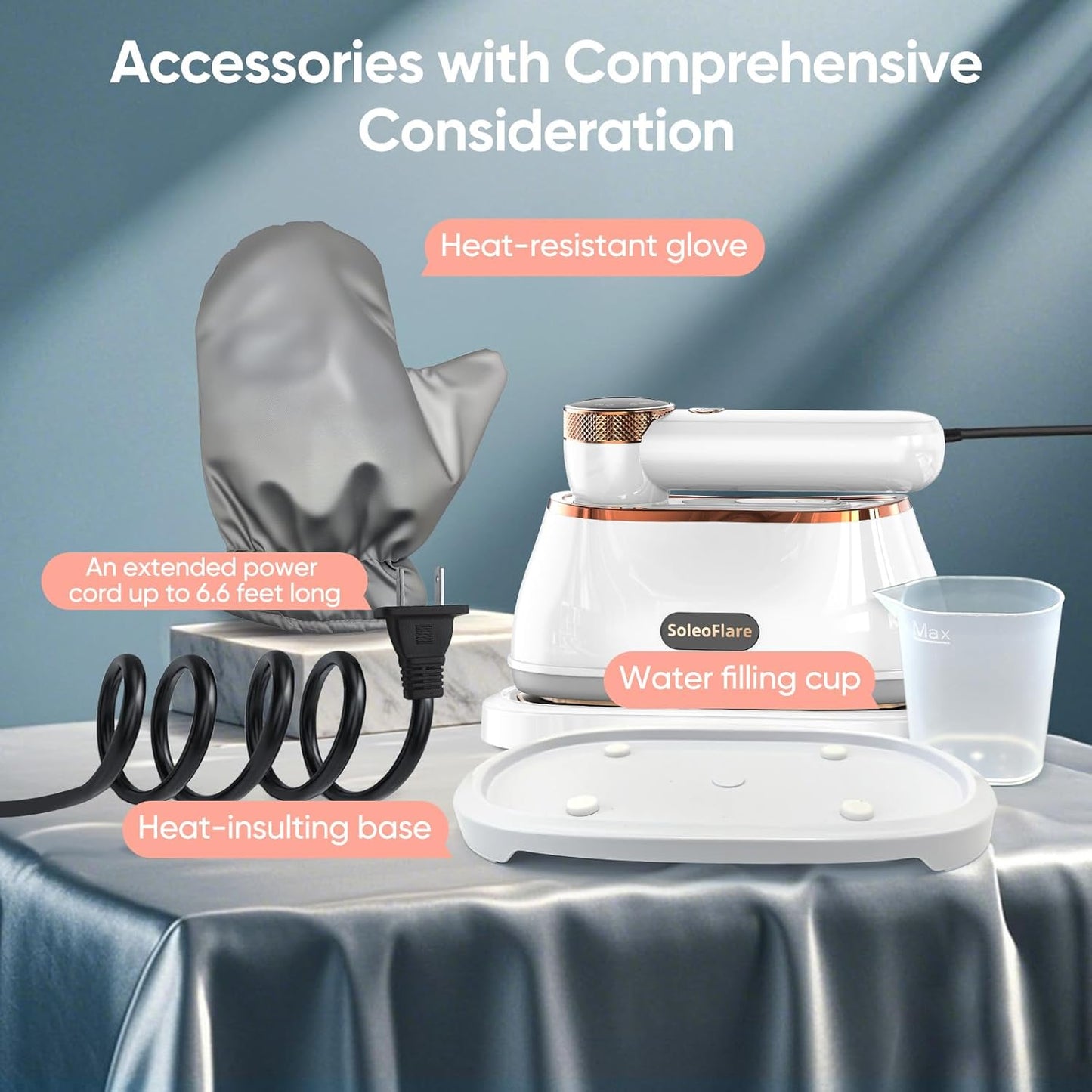 Steamer for Clothes & Iron 2in1, 1200W Travel Steam Iron, 5 Modes LCD, 180ml for 20 Min Steam, UL 141 Tests Passed, White, 120V