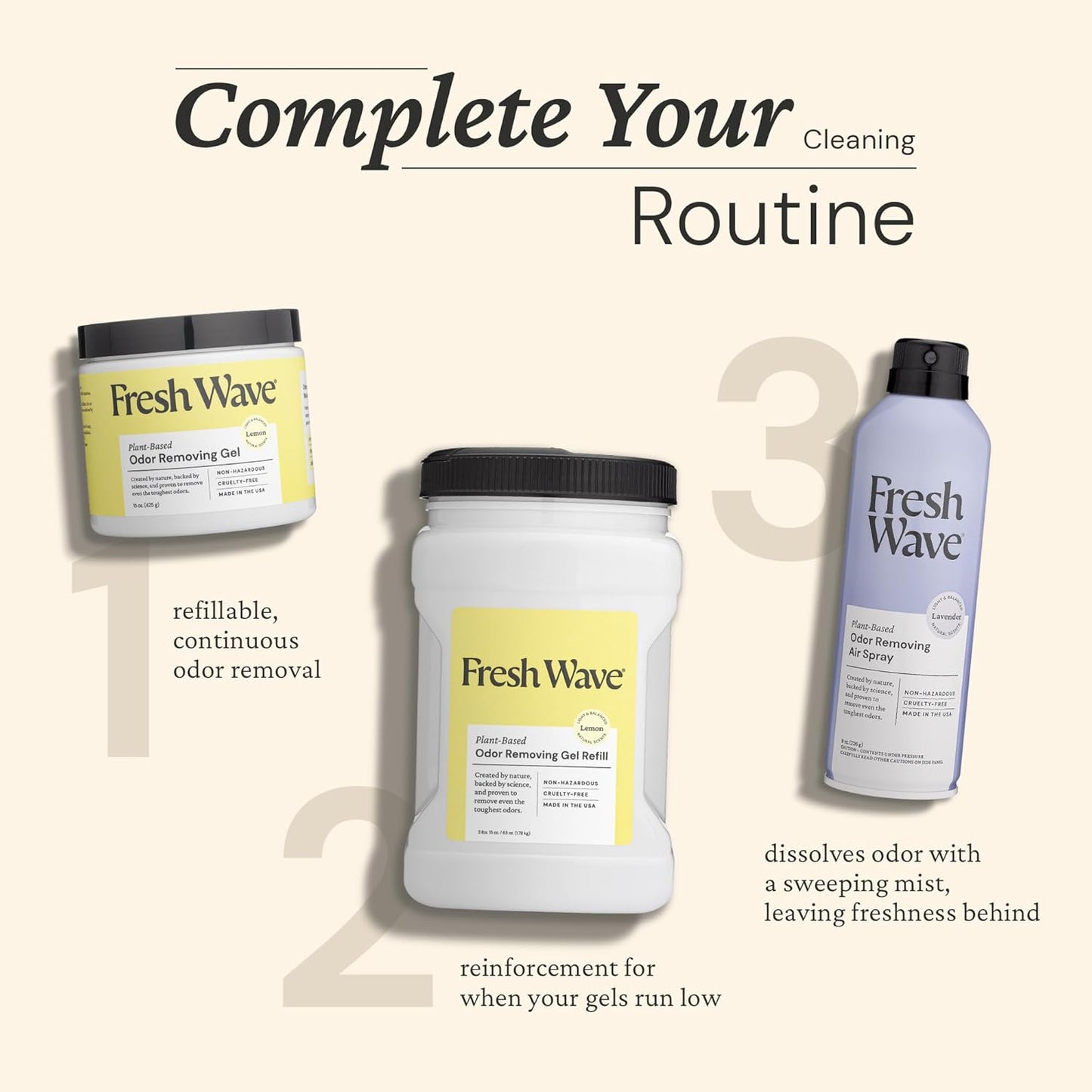 Fresh Wave Lemon Odor Removing Gel, 15 oz., Pack of 2 - Safer Odor Absorbers for Home, Natural Plant-Based Odor Eliminator, Every 15 oz. lasts 30-60 Days, For Cooking, Trash & Pets