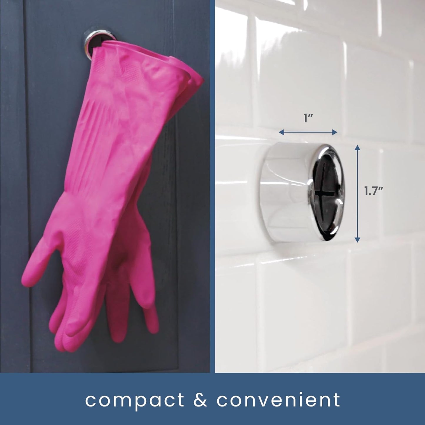 S&T INC. Round Adhesive Push Towel Hooks for Kitchen, Hand and Dish Towels, Black, 4 Pack