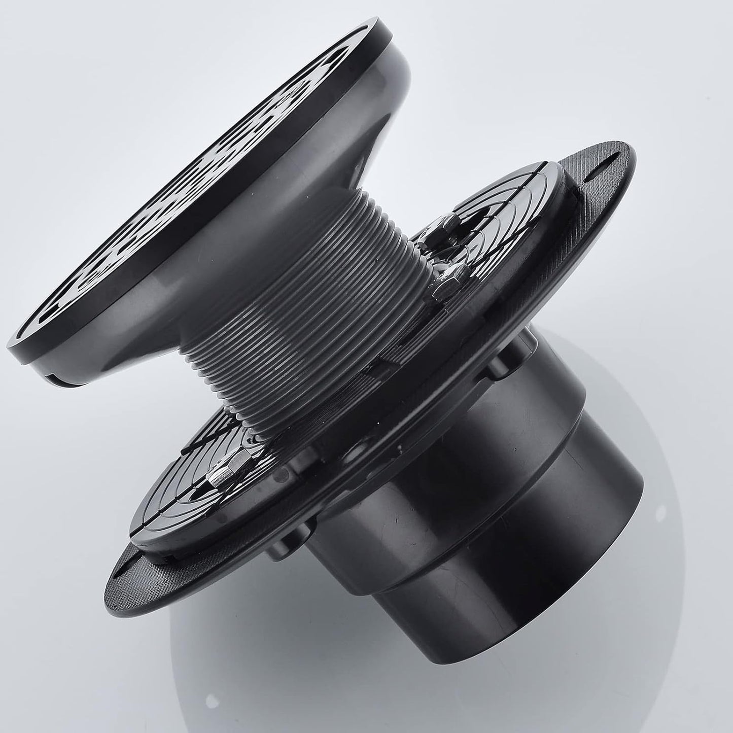 RANDOM Round Shower Drain Kit Matte Black with Adjustable Base Flange,4 Inch Shower Drain Cover with Threaded Adapter,Removable Invisible Look 304 Stainless Steel