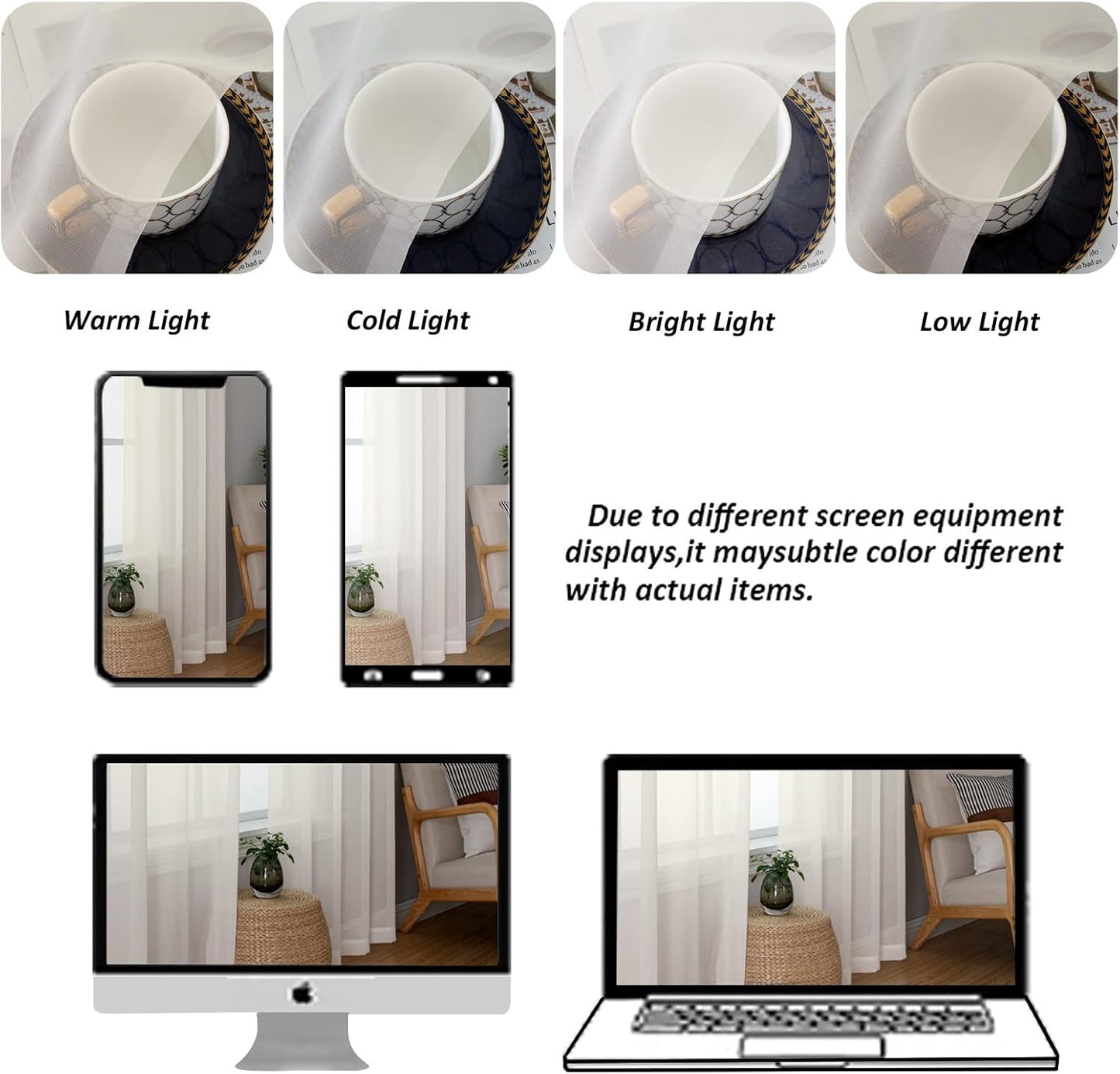 Chyhomenyc Ivory Sheer Curtains 78 Inches Long 2 Panels Set for Living Room, Light Filtering Voile Lightweight Bedroom Curtains, Rod Pocket Solid Window Treatment Drapes, Each 42W x 78L