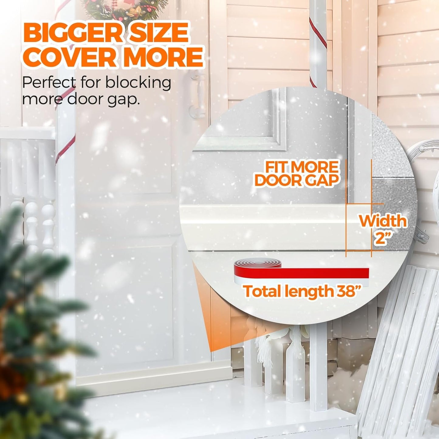 Holikme Door Draft Stopper Weather Stripping Door Seal 38 inch, White