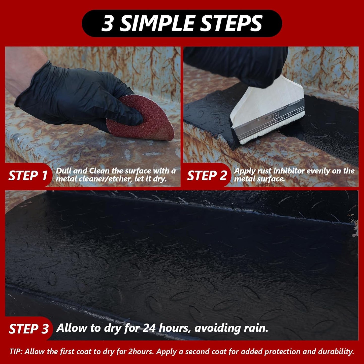 4-in-1 Rust Converter & Metal Primer, 34 Fl Oz Black Rust Inhibitor Paint for Metal, Automotive Rust Reformer, Industrial Grade Water Based, Heat Resistance & UV Resistant