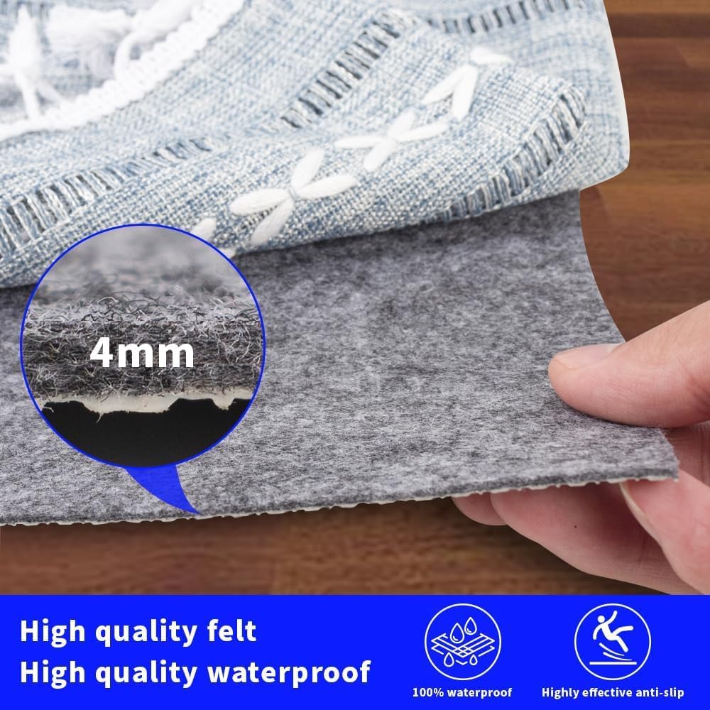 100% Waterproof Non-Slip Rug Pad 2x3 for Large Area Rugs Durable Felt Floor Protection pad for All Floors, Suitable for Cutting. Rug Pads Keep Rugs in Place and Provide Cushioning