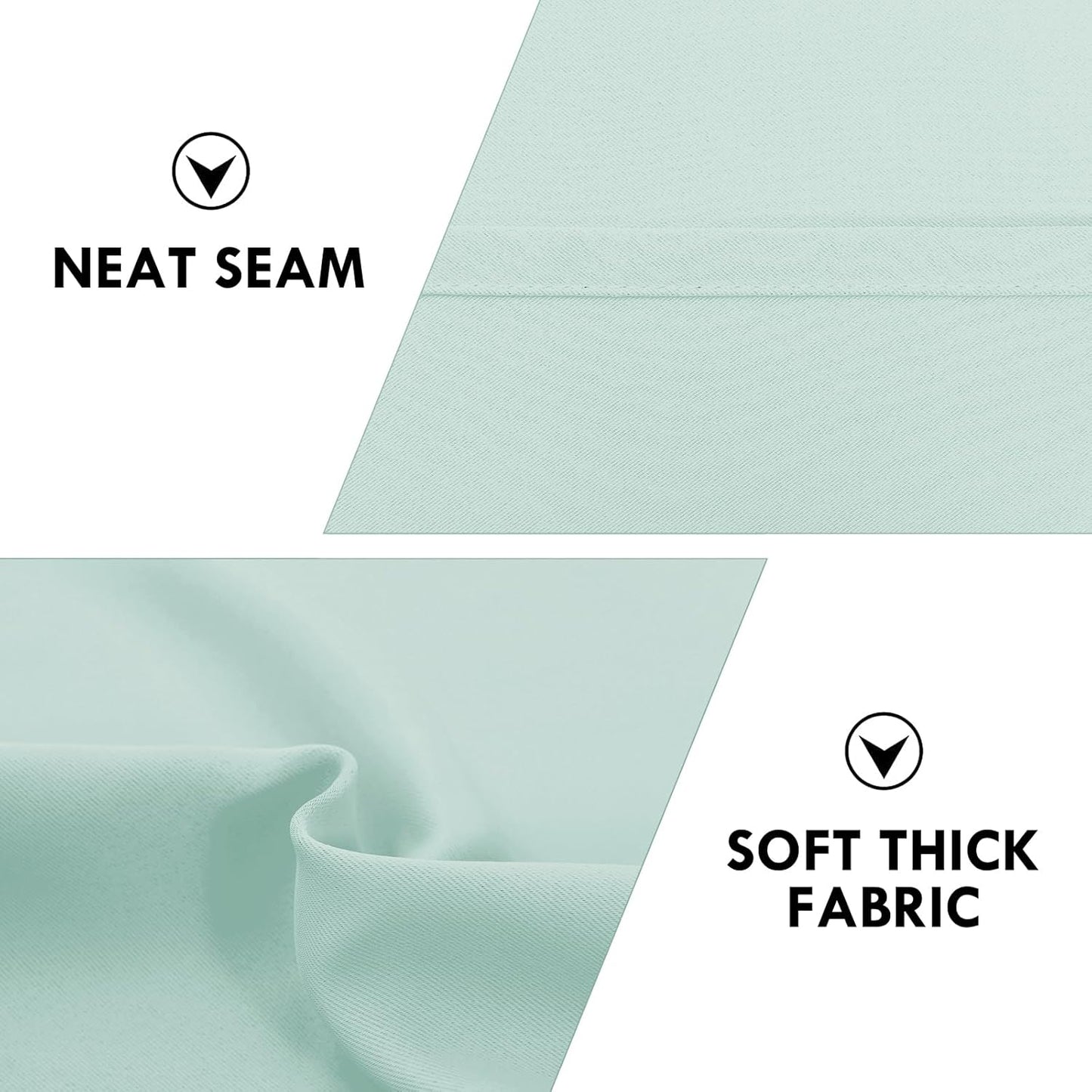 DWCN Blackout Curtains for Living Room Thermal Insulated, Energy Saving & Noise Reducing Bedroom Curtains, Mint Green, W 42x L 45 Inch, Set of 2 Rod Pocket Curtain Panels