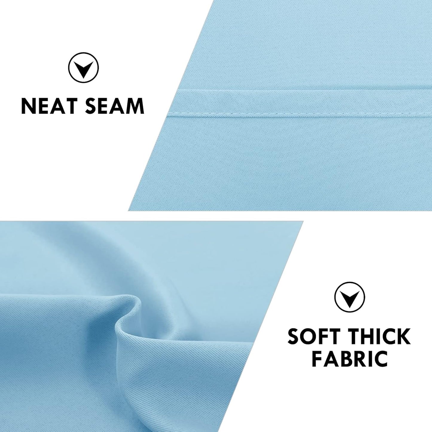 DWCN Blackout Curtains for Bedroom - Thermal Insulated Privacy Energy Saving Rod Pocket Drapes for Living Room, W 38 x L 63 Inch, Light Blue, Set of 2