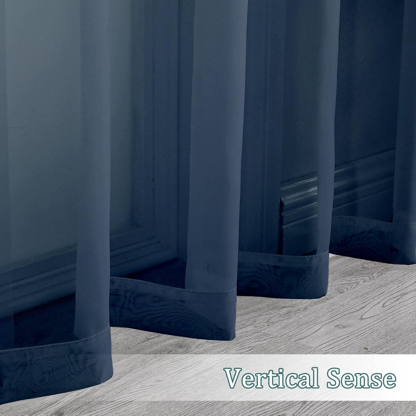 Chyhomenyc Sheer Curtains 72 Inch Length Set of 2, Rod Pocket Voile Drapes for Living Room, Bedroom, Window Treatments Semi Sheer Curtain Panels for Yard, Patio, Villa, Parlor, 42Wx 72L, Navy Blue