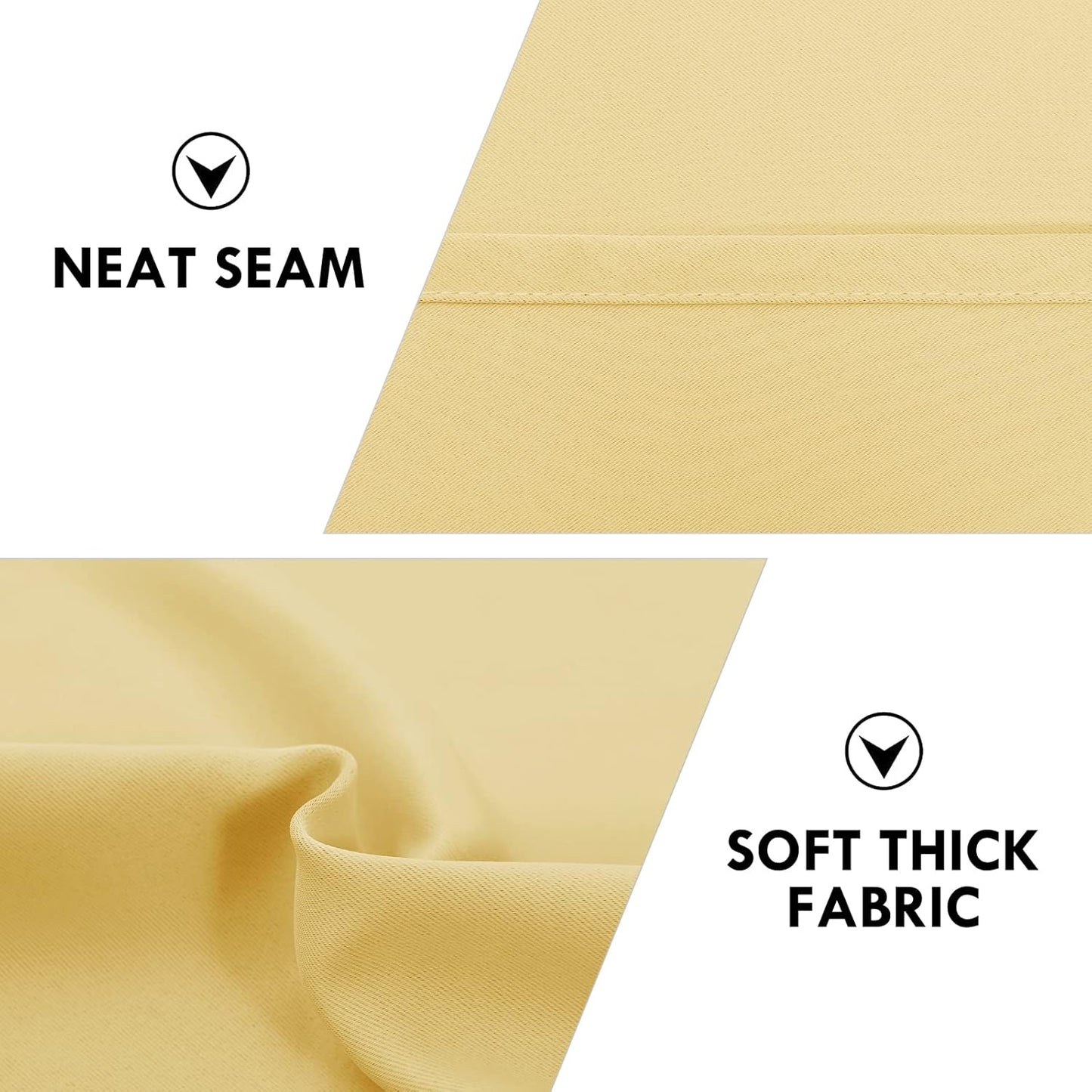 DWCN Blackout Curtains for Bedroom – Rod Pocket Thermal Insulated Noise Reducing Noise Reducing Drapes for Living Room, W 42 x L 54 Inch, 2 Panels, Light Yellow