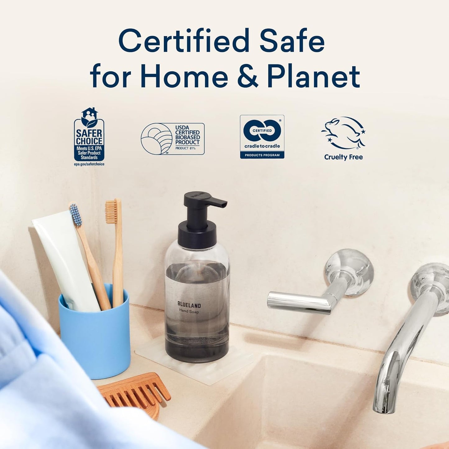 BLUELAND Foaming Hand Soap Refill Tablets, 4-Pack, Garden Blooms Variety Scents, Eco Friendly Cleaning Products, 4 x 9 Fl oz