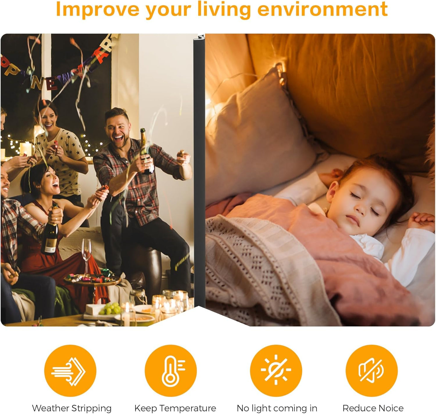 Weather Stripping Door Seal Strip - Soundproof Q-Shaped Foam for Exterior Door Frame, Large Gap Seal, Noise Cancelling, Easy to Install (Black, 30FT)