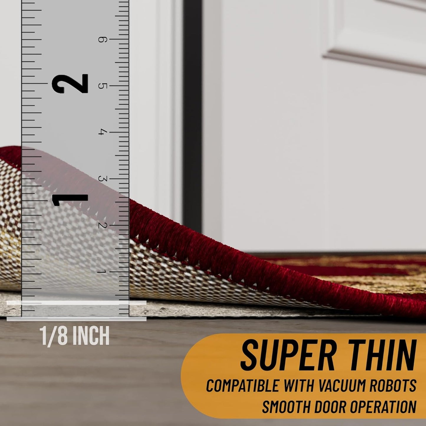 Ottomanson 2'7" x 10' Non-Slip Rug Pad Gripper 1/12 Inch Ultra Thin Dual Surface Felt + Rubber Gripper - Safe for All Floors, Cream