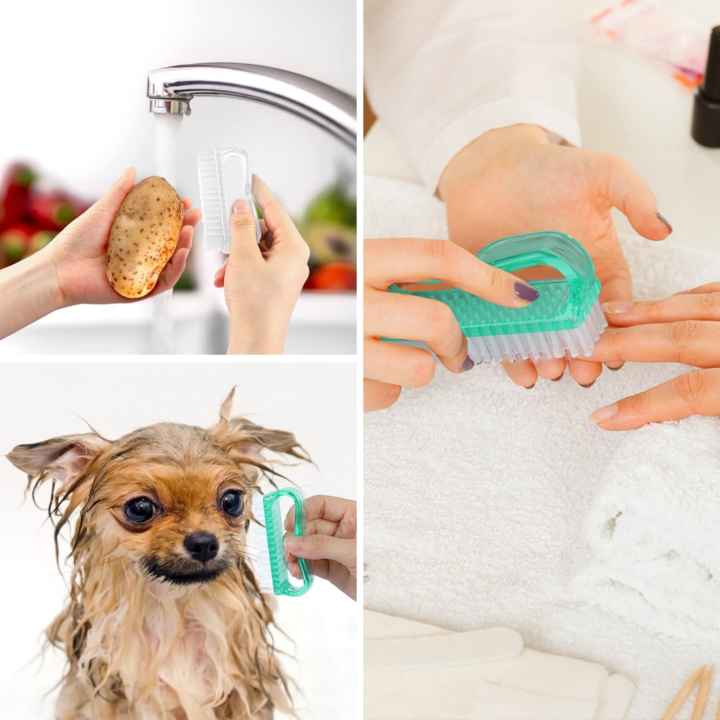 Handle Grip Nail Brush, Hand Fingernail Brush Cleaner Scrubbing Kit Pedicure for Toes and Nails Men Women (4 Pack)