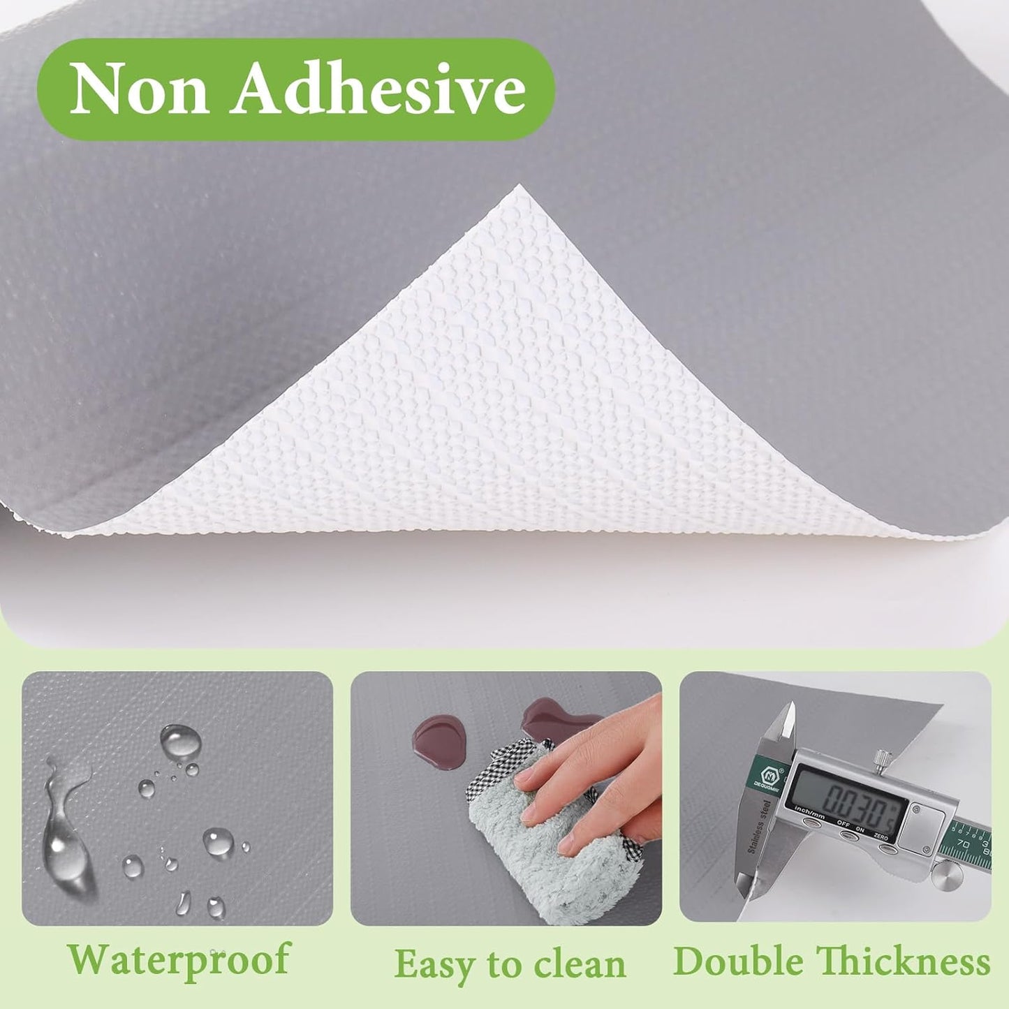 Shelf Liners for Kitchen Cabinets 23.6in x 30FT Non Adhesive Drawer Liner Grey Thickened Shelf Liner Paper Strong Non-Slip Easy to Clean for Tool Box Refrigerator with Knife and Tape Measure