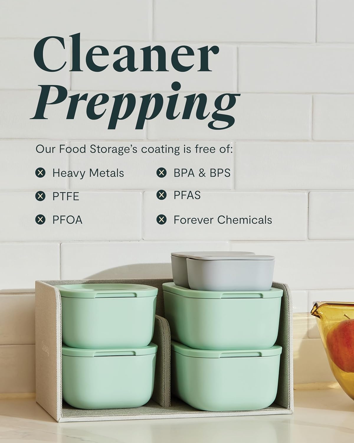 Caraway 2pc Glass Food Storage Set - 1.75 Cup Food Containers (2) - Non-Toxic Ceramic-Coated Glass - Air Release Technology - Compact & Stackable Design - Perracotta