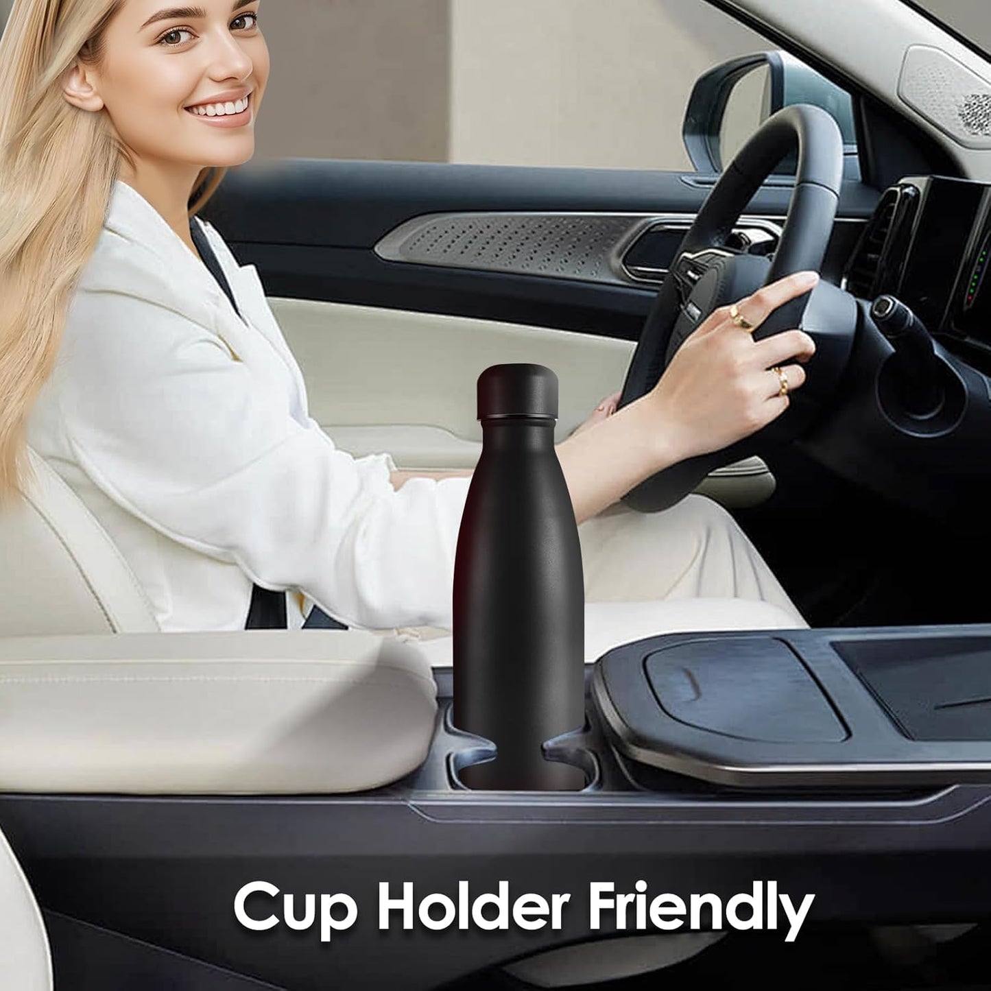 25oz Cola-Bottle Shaped Stainless Steel Leak-proof Water Bottle,Double Wall Vacuum Insulated Metal,Travel Mug For Sports Indoors & Outdoors,BPA-Free School Kids Flasks,Black(2 Pack)