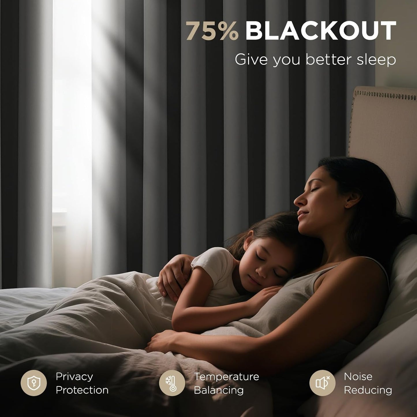 Joydeco Blackout Patio Sliding Door Curtains 84 Inches Long, Grommet Privacy Room Divider Curtains, Extra Wide Thermal Blackout Drapes for Bedroom Living Room (Light Grey, 100Wx84L, 1 Panel)