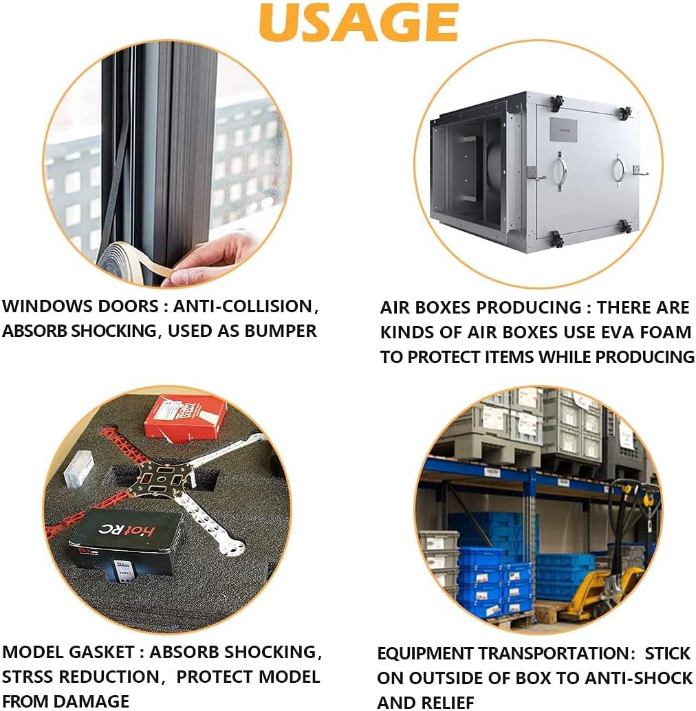 Neoprene Foam Weather Stripping, 2 Inch Wide X 3/8 Inch Thick, Door Jamb Seal Strip with Adhesive Backing for Doors & Windows, Total 6.5 Feet Long