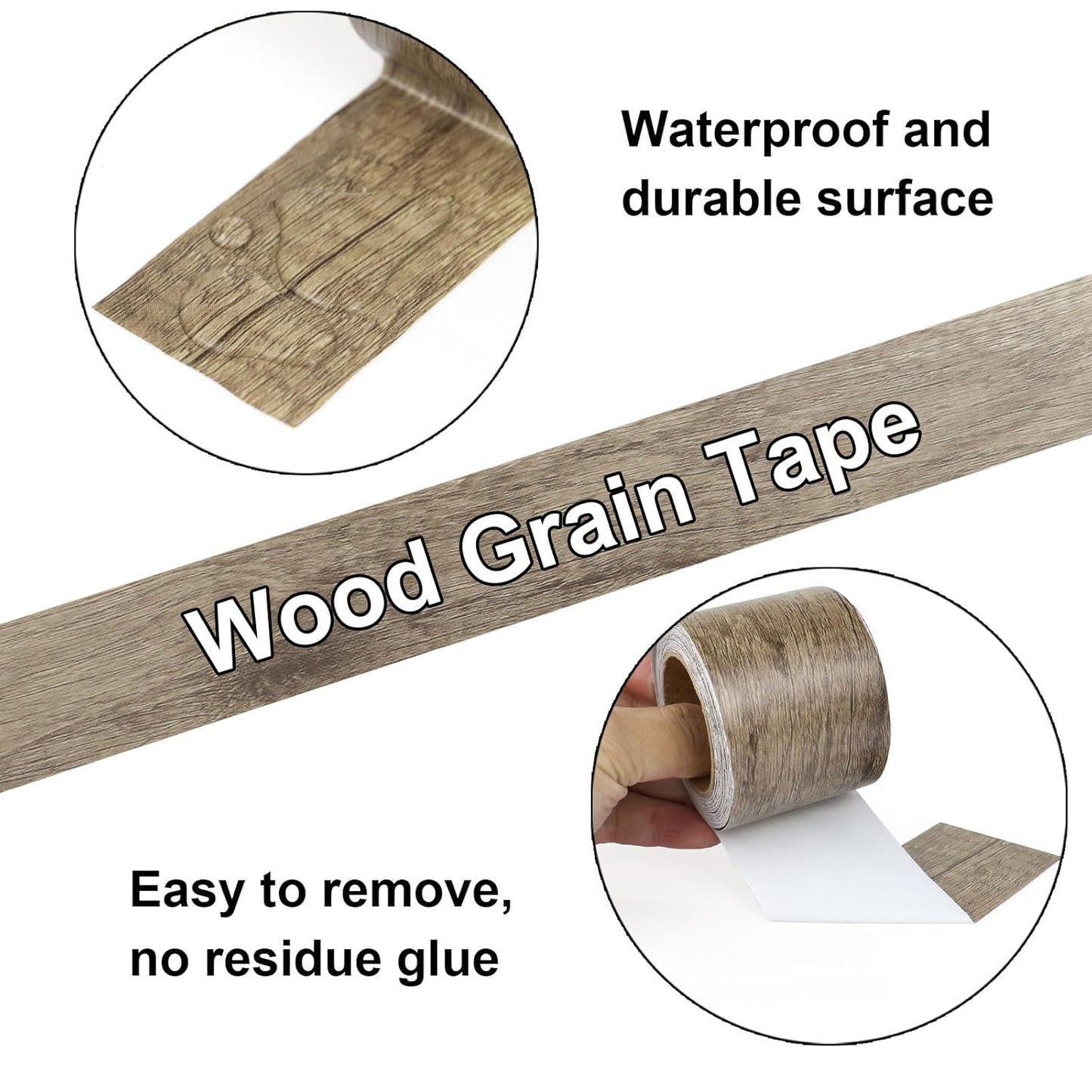 BOMEI PACK Wood Grain Repair Tape,Self Adhesive Repair Patch for Furniture, Floors, Cabinets, Windows, Doors, RV, Home Decor and DIY Projects (2, Grey Coffee)