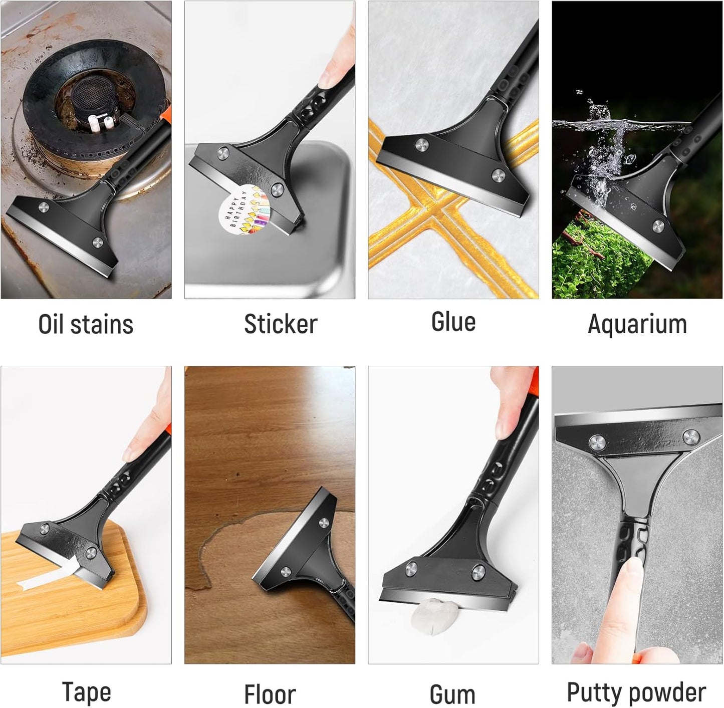 DIYSELF Razor Blade Scraper, Floor Scraper, Scraper Tool for Cleaning, Glass Scraper for Windows, Tile, Stove Top, Cooktop, Oven, Aquarium, Paint, Decal, Inspection Sticker, Gum, Glue Remover