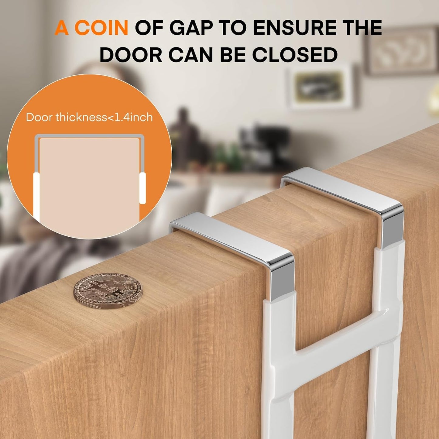 FYY Over The Door Hooks - 2 Pack Heavy Duty Dual-Hook Organizer Hanger with Non-Slip Rubber for Towels, Clothes, Hats & Bags Use in Bathroom, Bedroom, Kitchen - Fits Interior Doors Up to 1 3/8" White