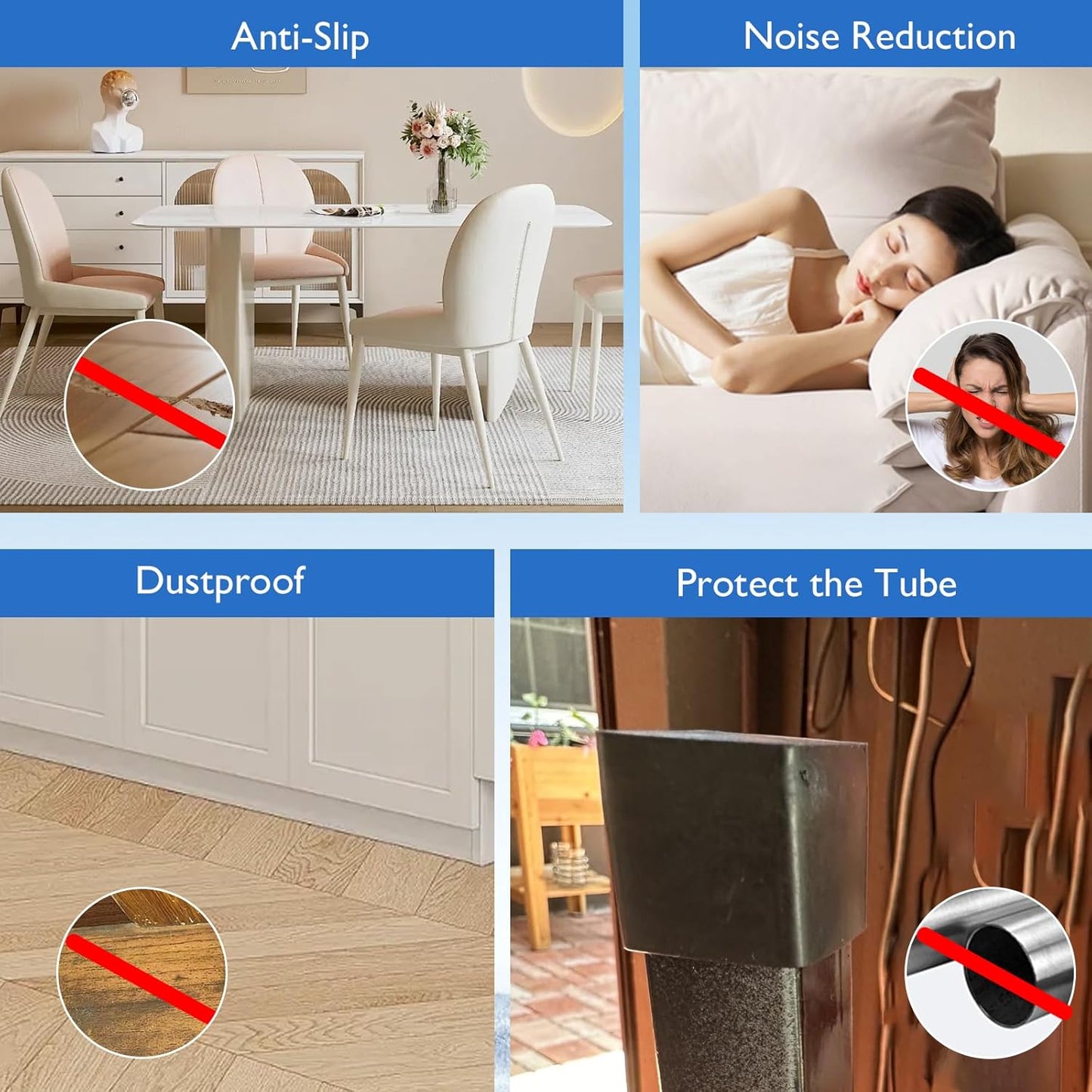 16 Pcs 1-1/4" x 1-1/4" Square Rubber Chair Leg Caps, PVC Table Leg Covers, Flexible & Anti-Slip Furniture Leg End Caps, Chair Leg Floor Protectors for Bar Stool Leg Patio Indoor, Black