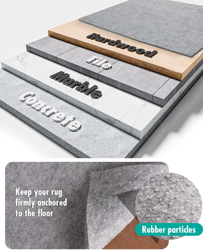 Non Slip Rug Pad Gripper - 5x8 Feet 1/4” Extra Thick Felt Under Rug for Area Rugs and Hardwood Floors,Super Cushioned Non Skid Carpet Padding